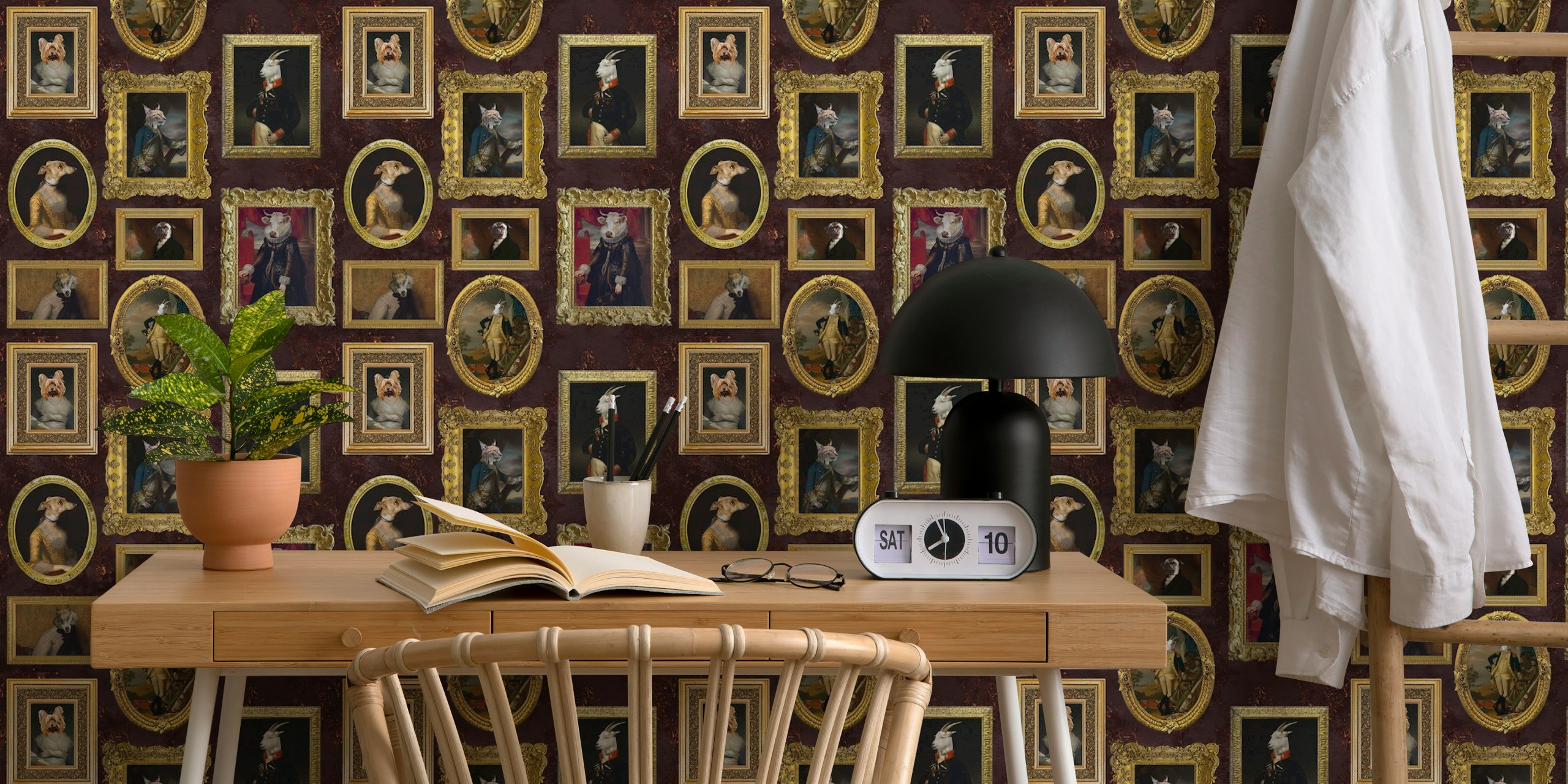 Museum of animals wallpaper displayed in a room