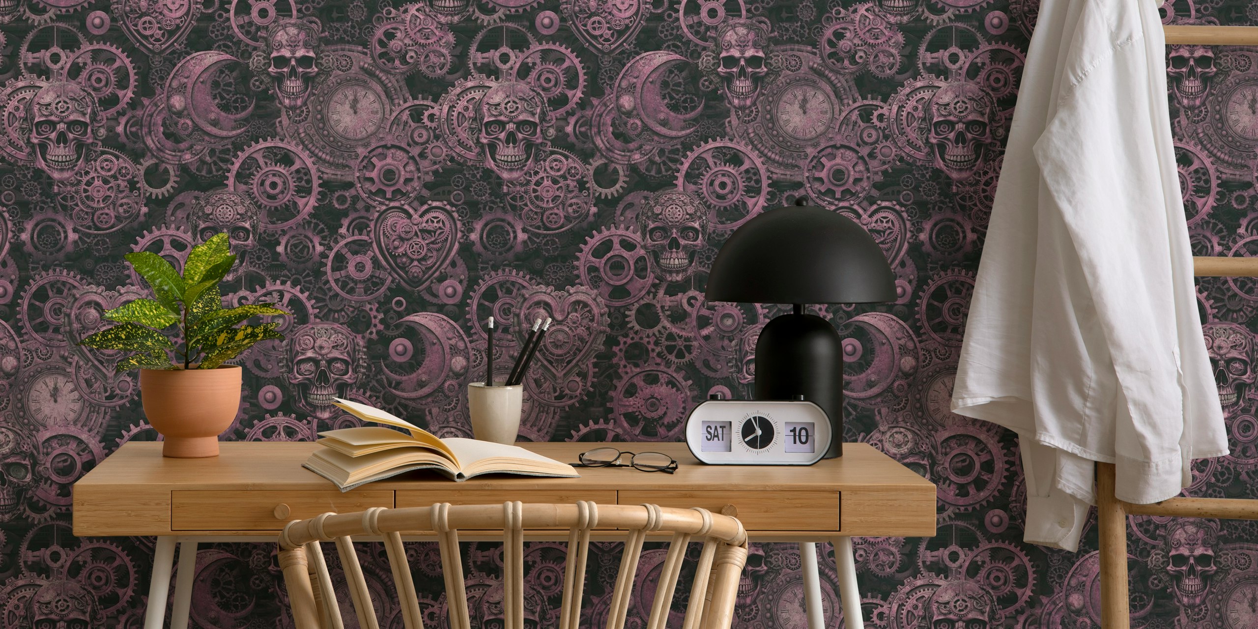 Tapeta Steampunk Pink Gothic Vibe v místnosti