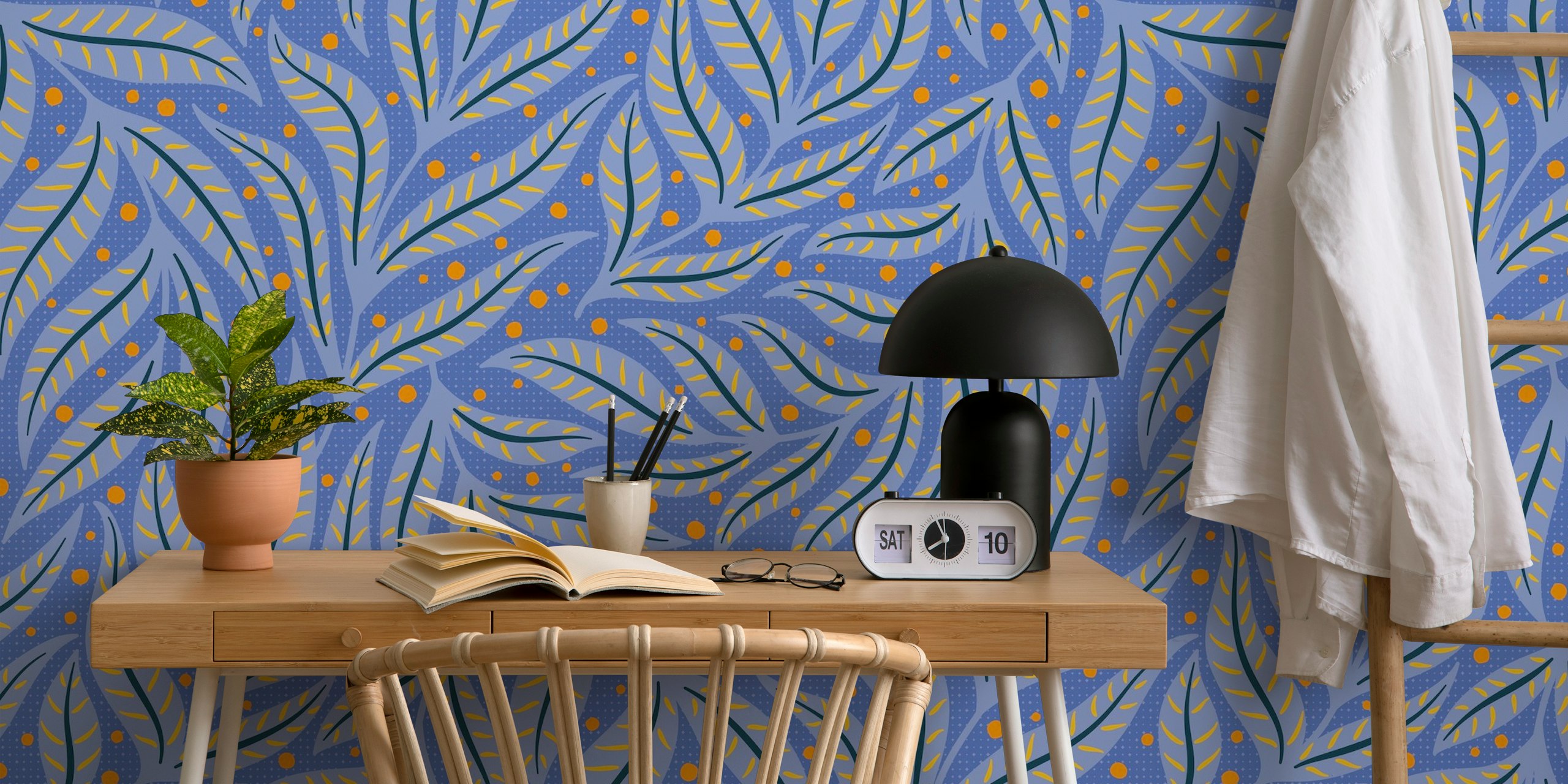 Dopamine leaves wallpaper in a room