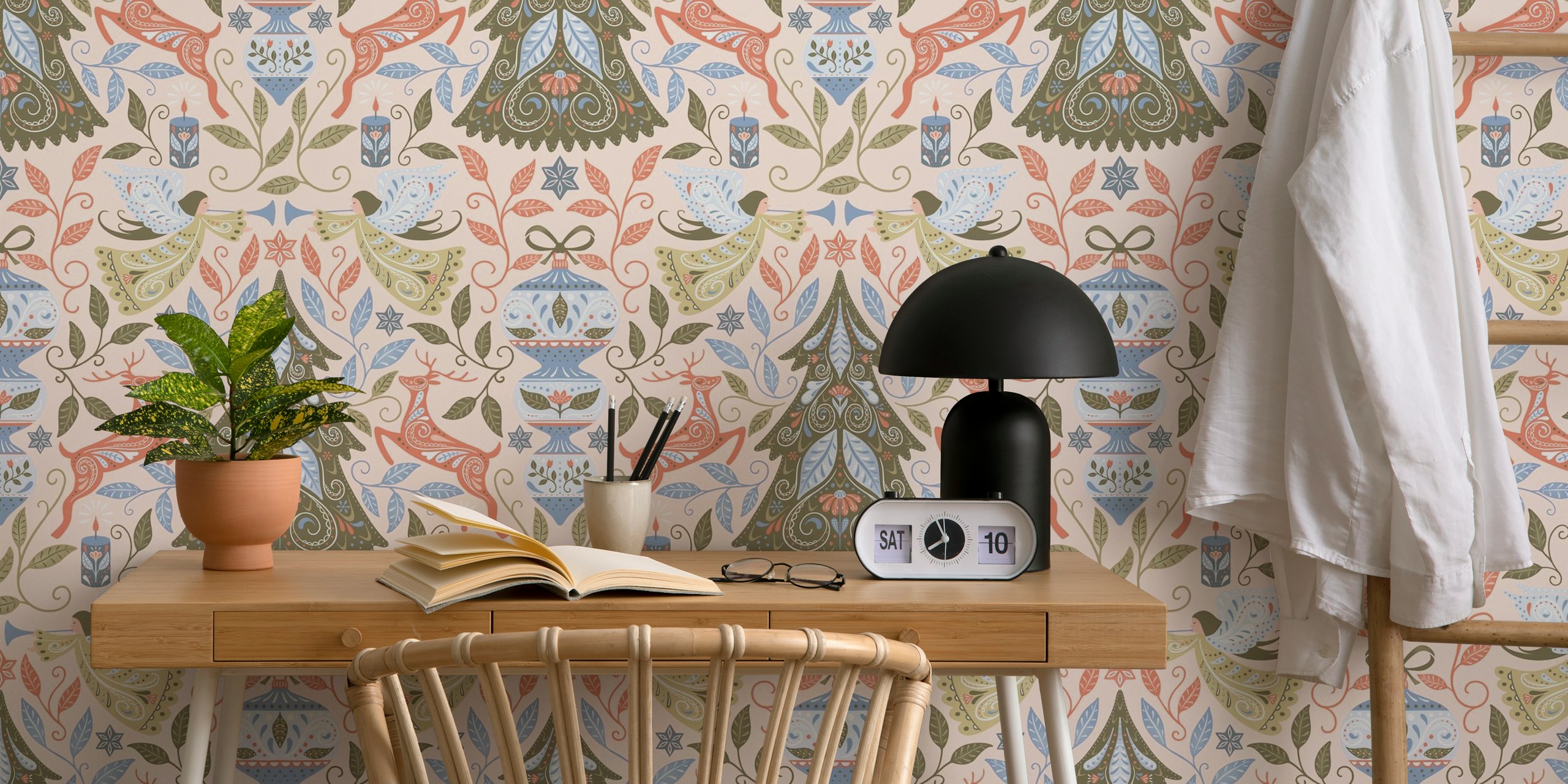 Ταπετσαρία Folk forest Christmas σε μια ζεστή δωμάτιο