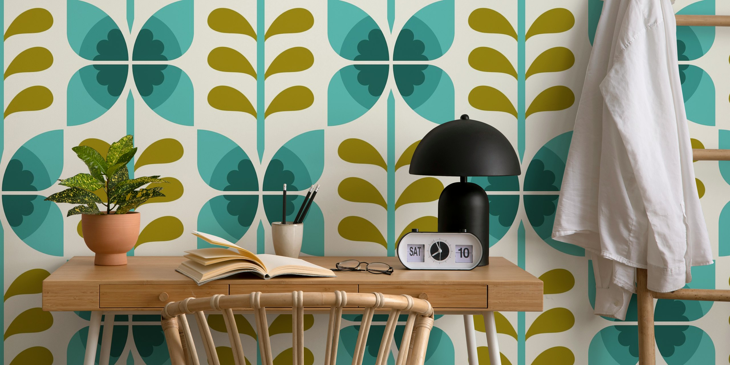 Tapeta Retro butterfly flowers v pokoji