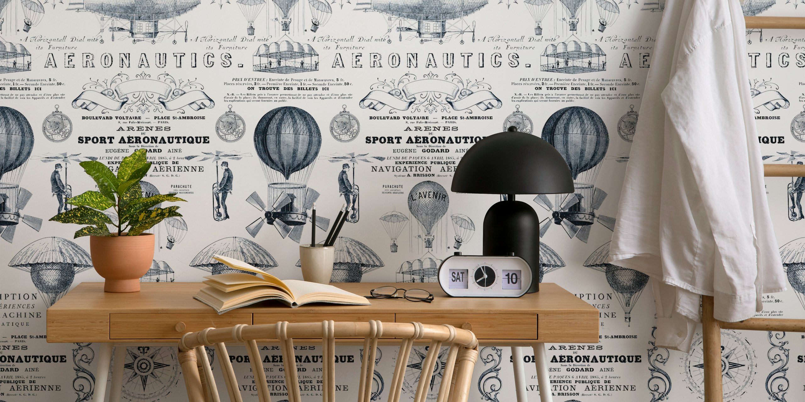 Vintage behang met hot air balloons design