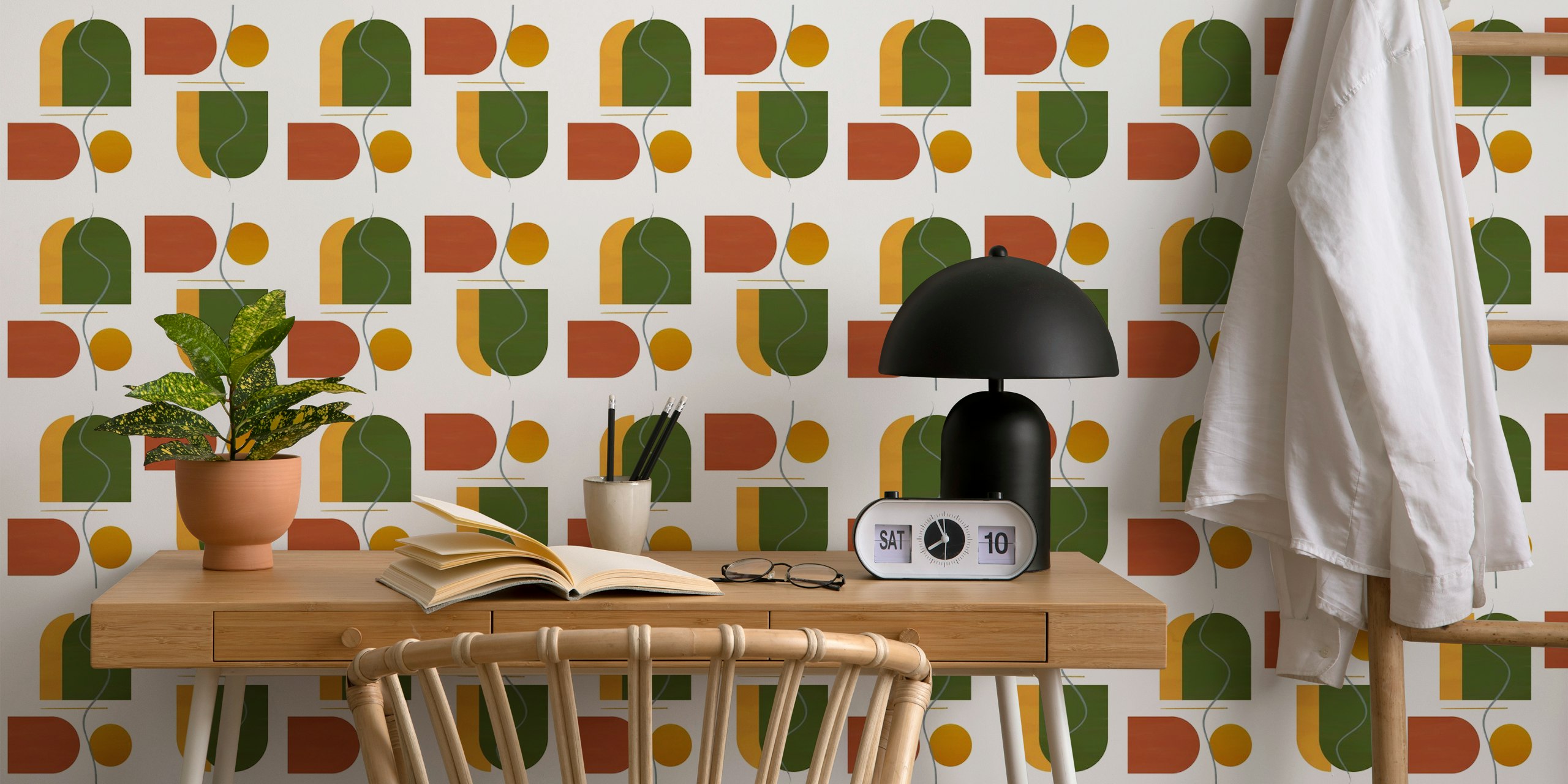 M-C Geo No 07 papel tapiz en una habitación elegante