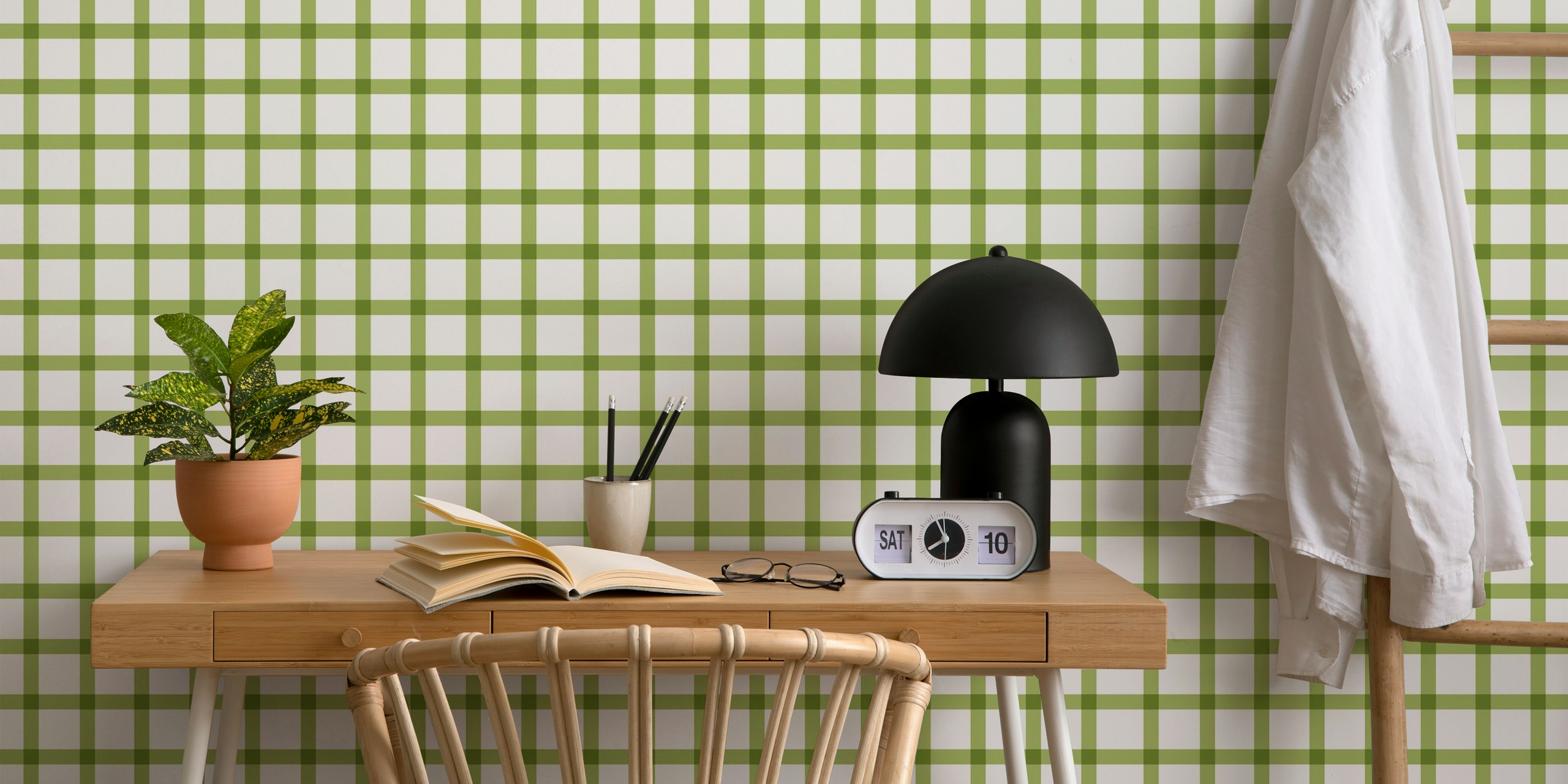 Picnic Green wallpaper in a room