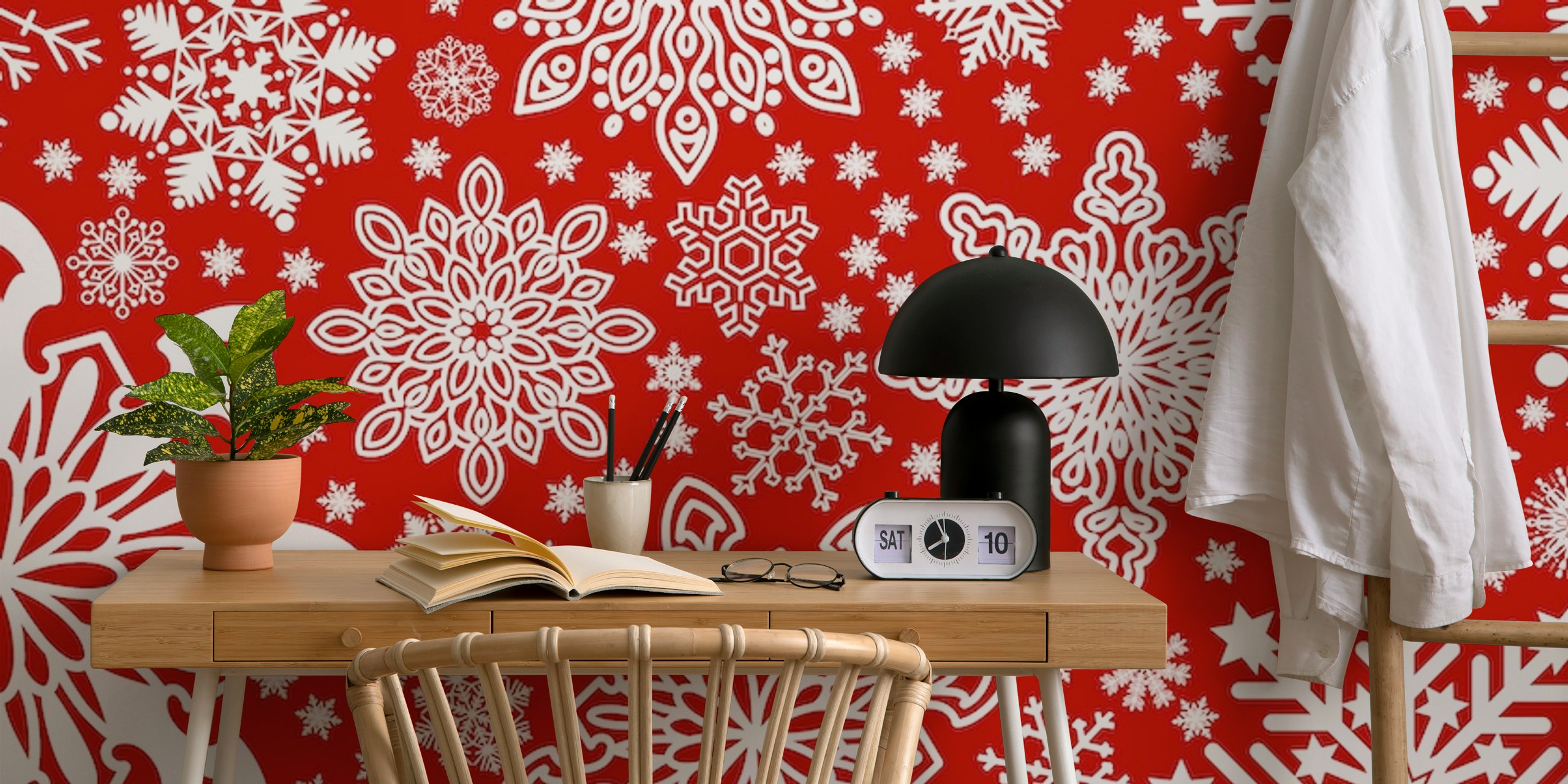 Snowflakes Design Tapete in einem Raum