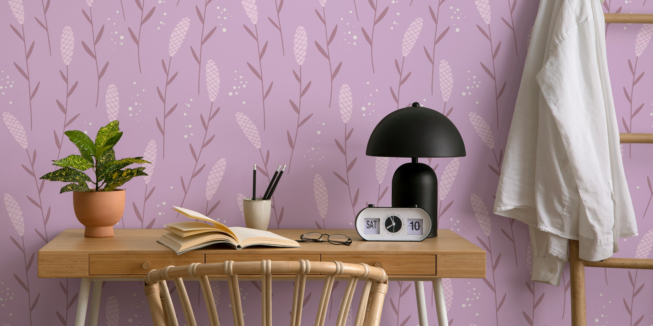 Kaveldun violett bloemmotiefontwerp