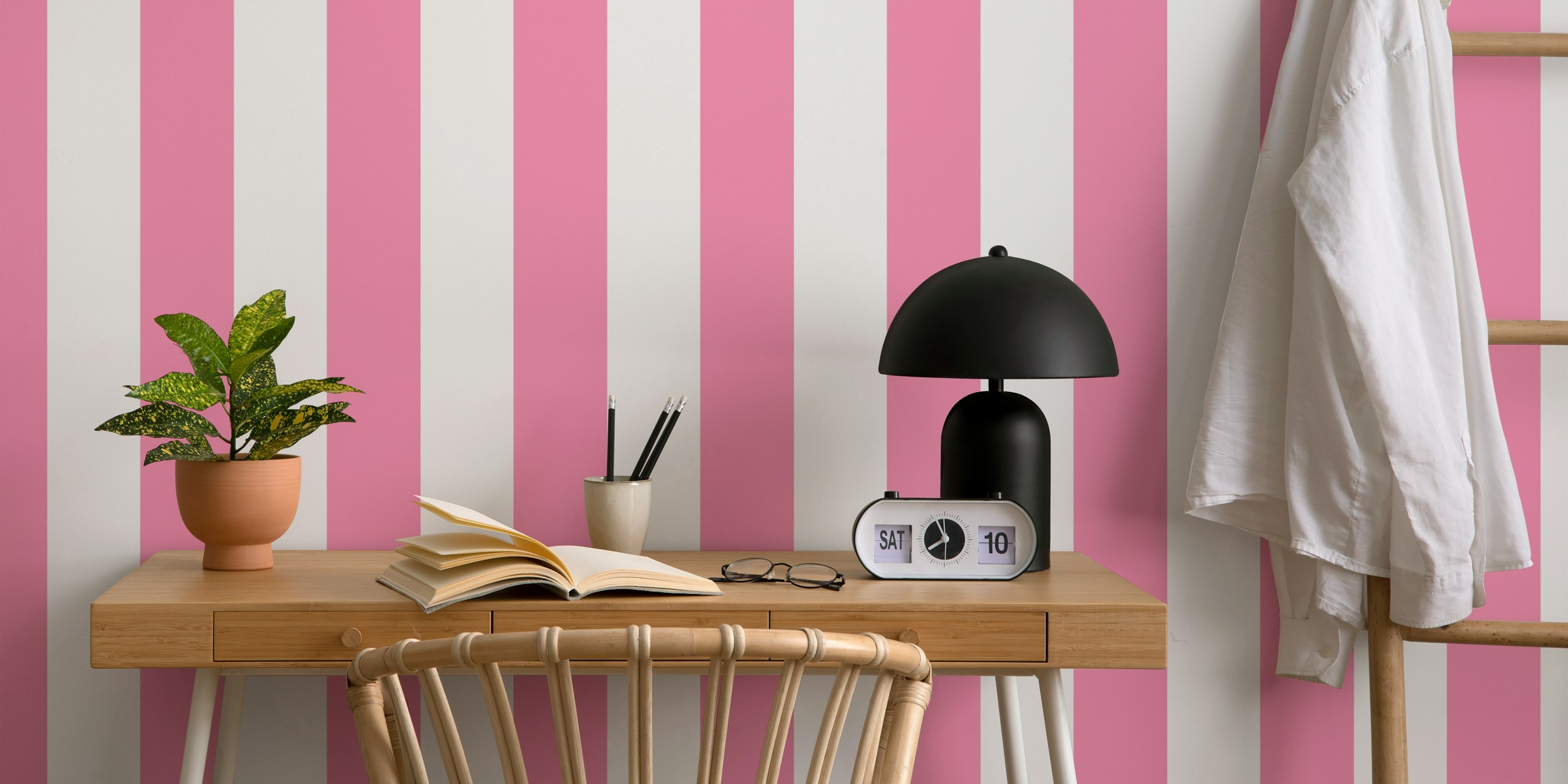 Pink stripes pattern on white background striped wallpaper