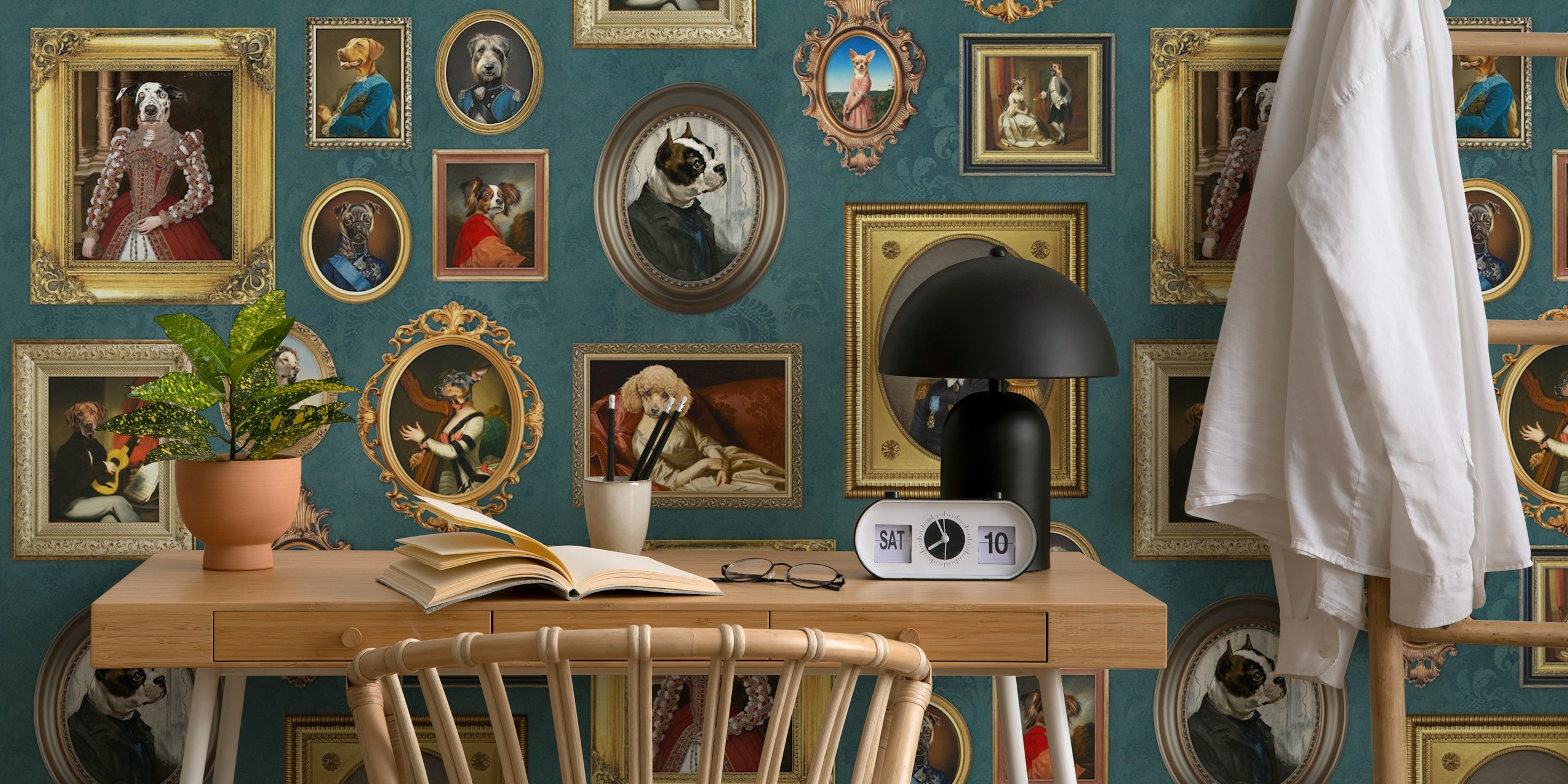 Dog Lovers Portrait Collection in teal blue
