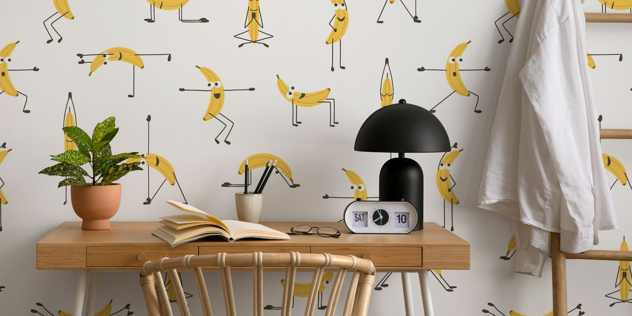Banana Yoga wallpaper in a room
