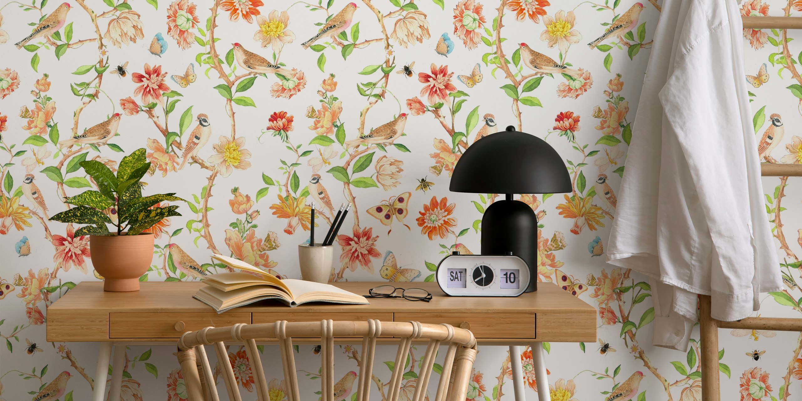 Antique Chinoiserie Garden wallpaper in a room