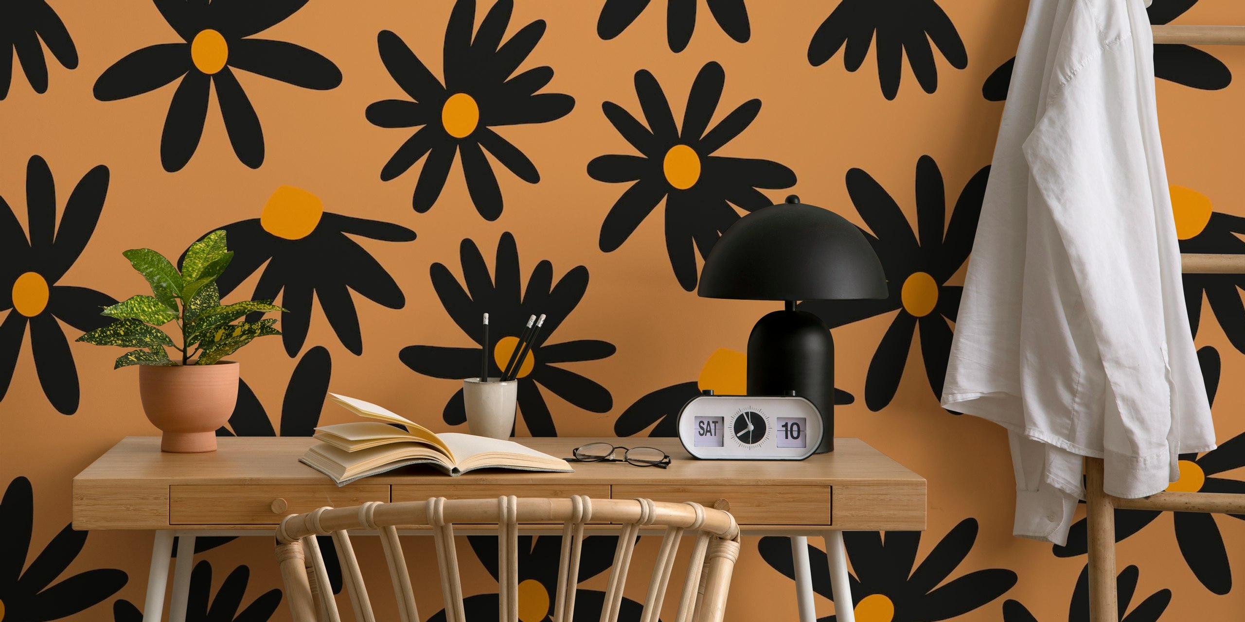 Retro Summer Night Daisies Pattern 3 i et rom