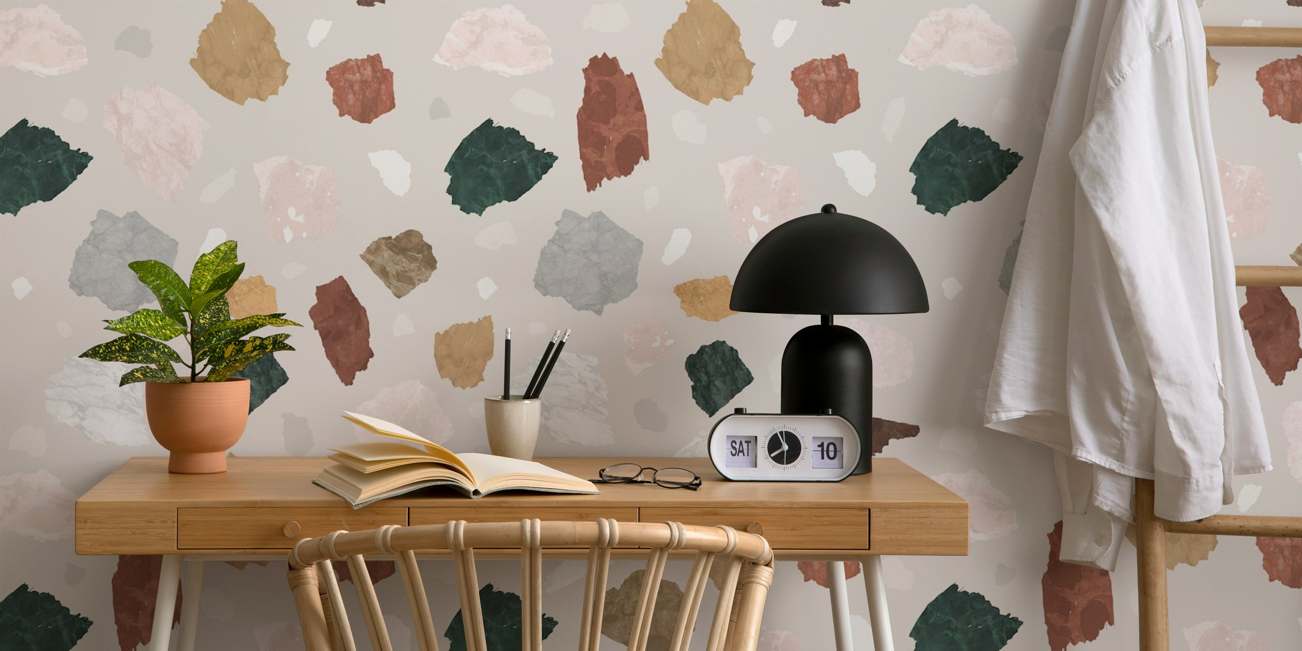 Abstract colorful rock patterns in earthy tones wallpaper
