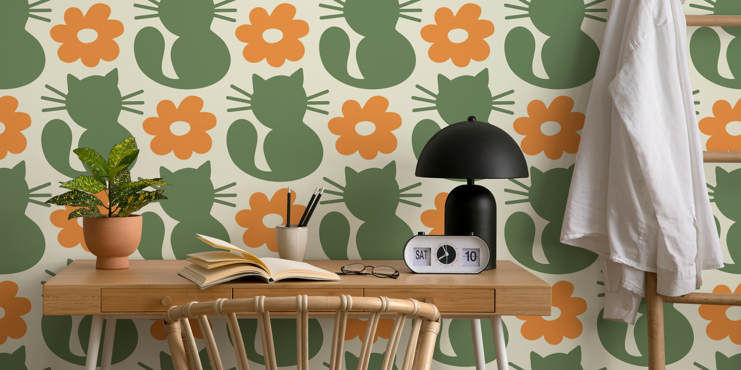 Design tapet Retro cats w pokoju