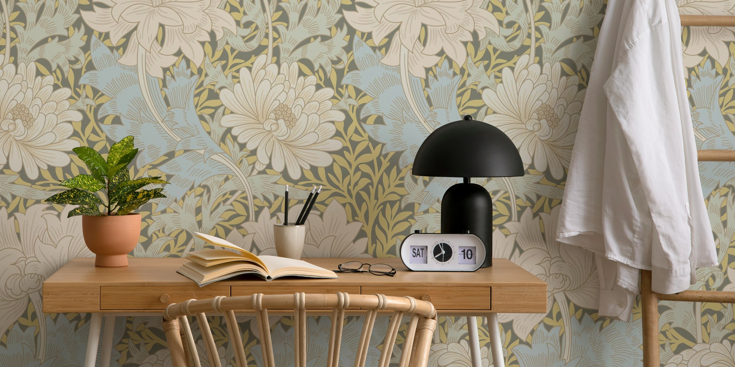 Victorian Chrysanthemum wallpaper in a room