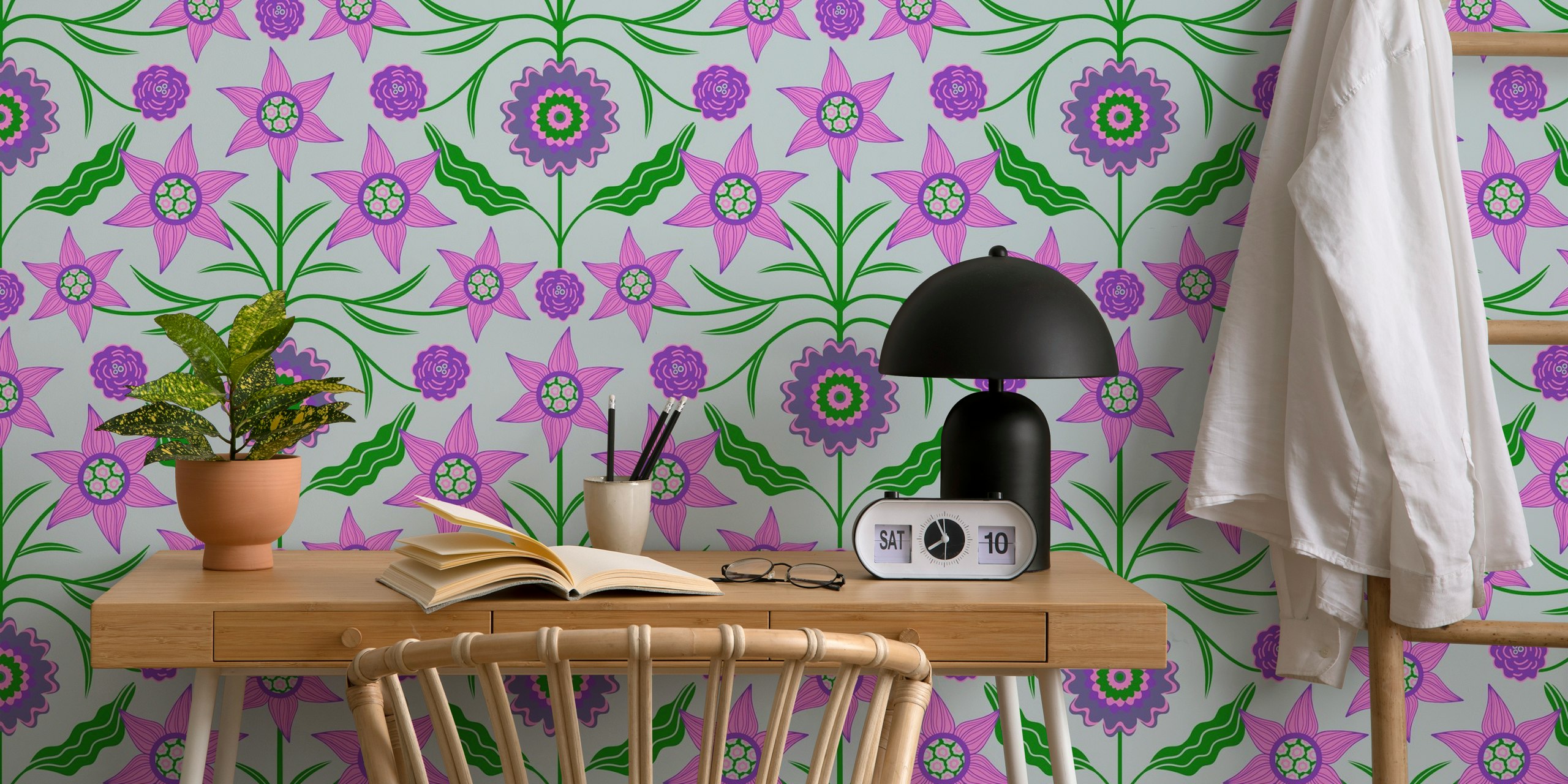 Audrey Cottage Chintz Floral - Pink Purple Floral Σχέδιο Σε Ένα Δωμάτιο