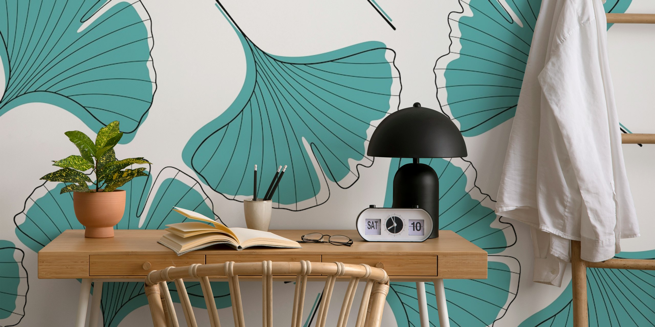 Ginkgo Biloba leaves wallpaper pattern