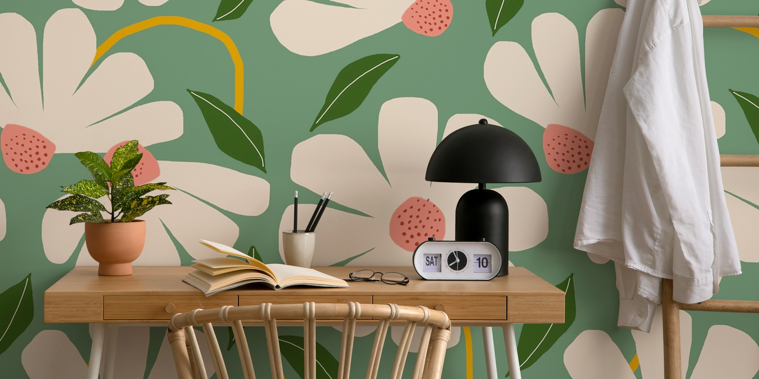 Wild Daisies pattern tapet i et rom