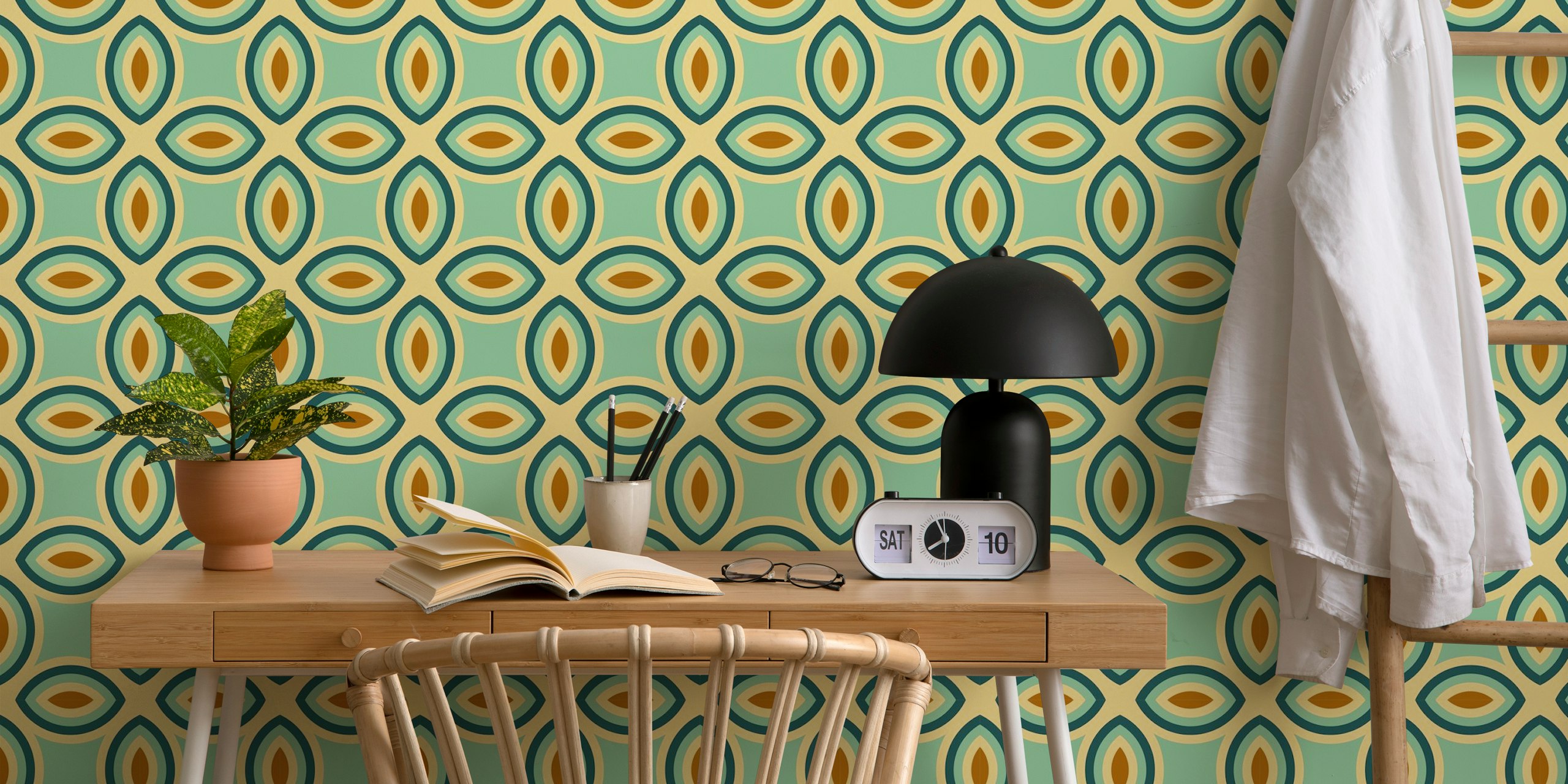 Geometric Tile - Retro Mint tapet i et rum