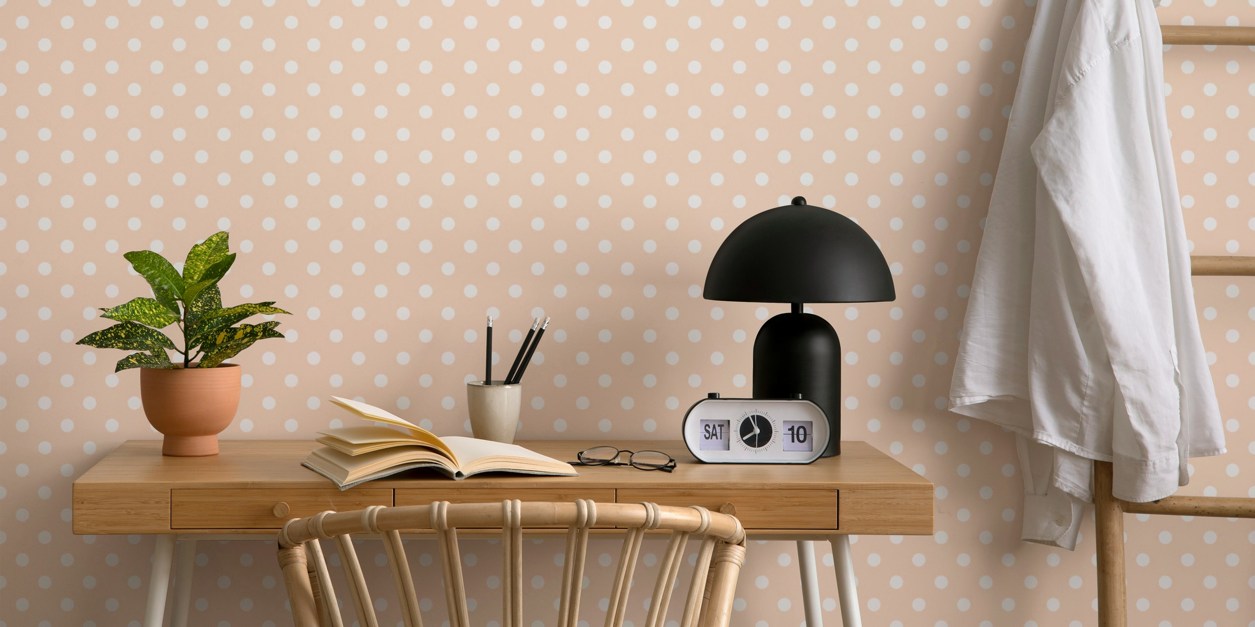Polka dots wallpaper in a room setting