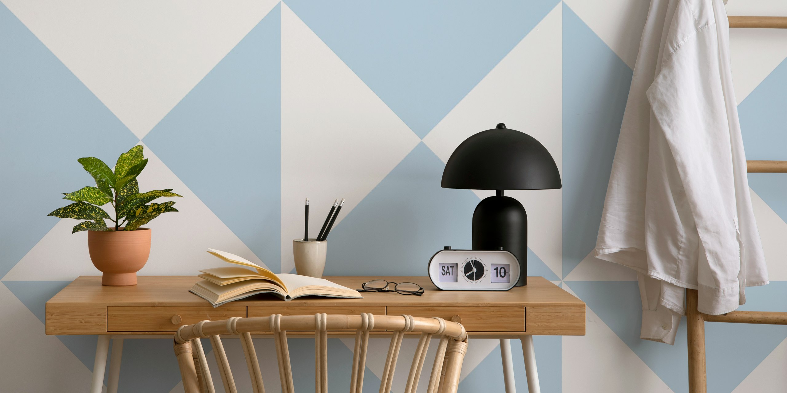 Air blue and white geometric triangle wall mural