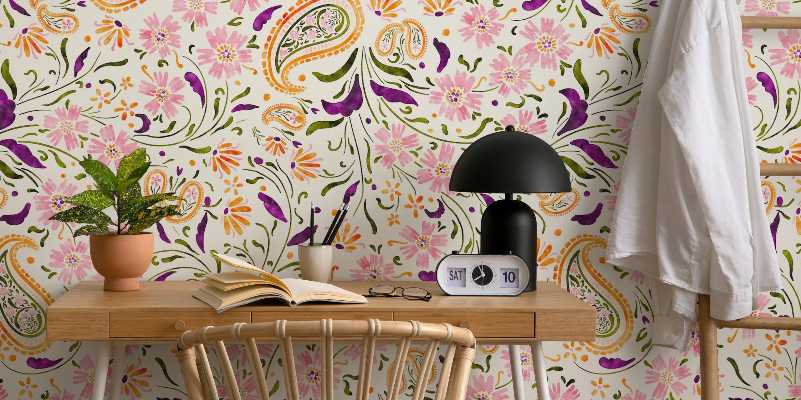 Floral paisley garden papier peint dans une pièce