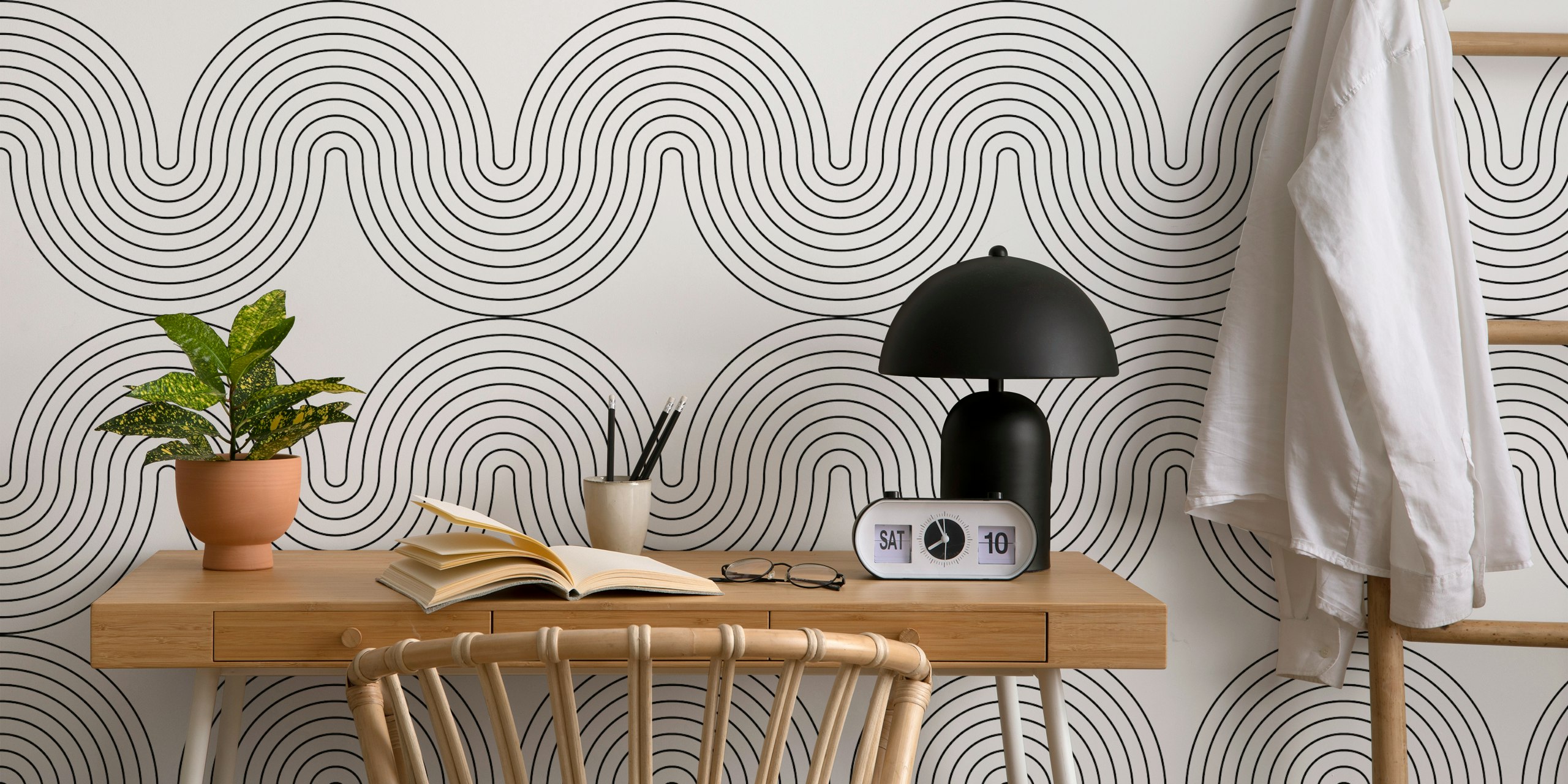 Retro Arch Rainbow in Black and White wallpaper