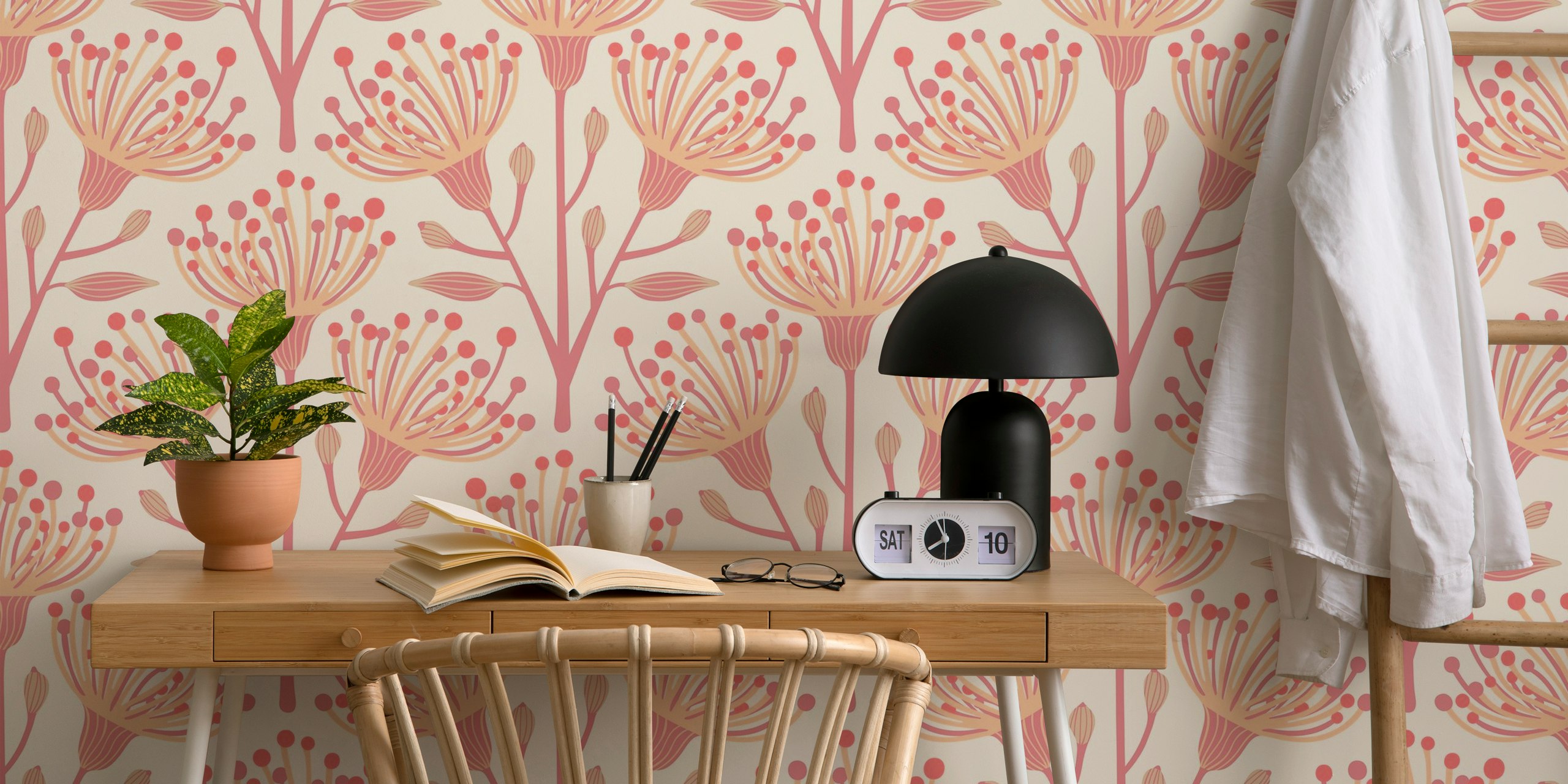 Eucalyptus floral tapetdesign i et rom