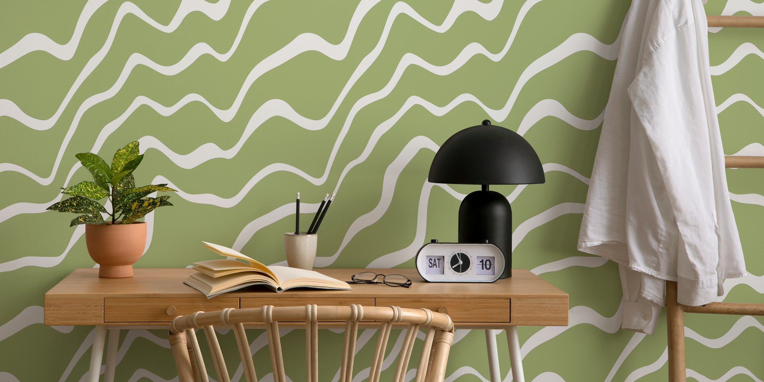 Striped wallpaper design in a room
