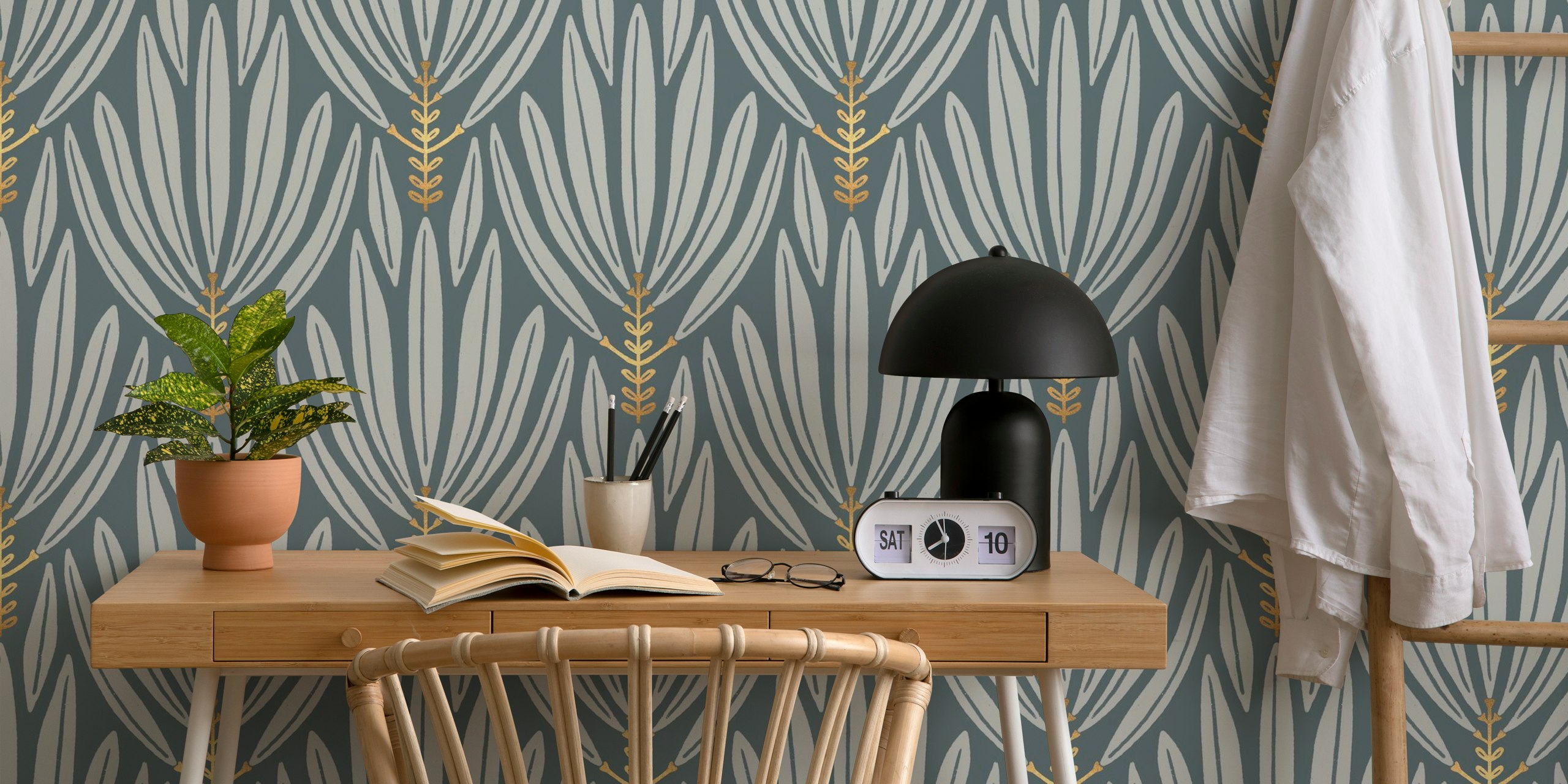Cleopatra gray wallpaper in modern room