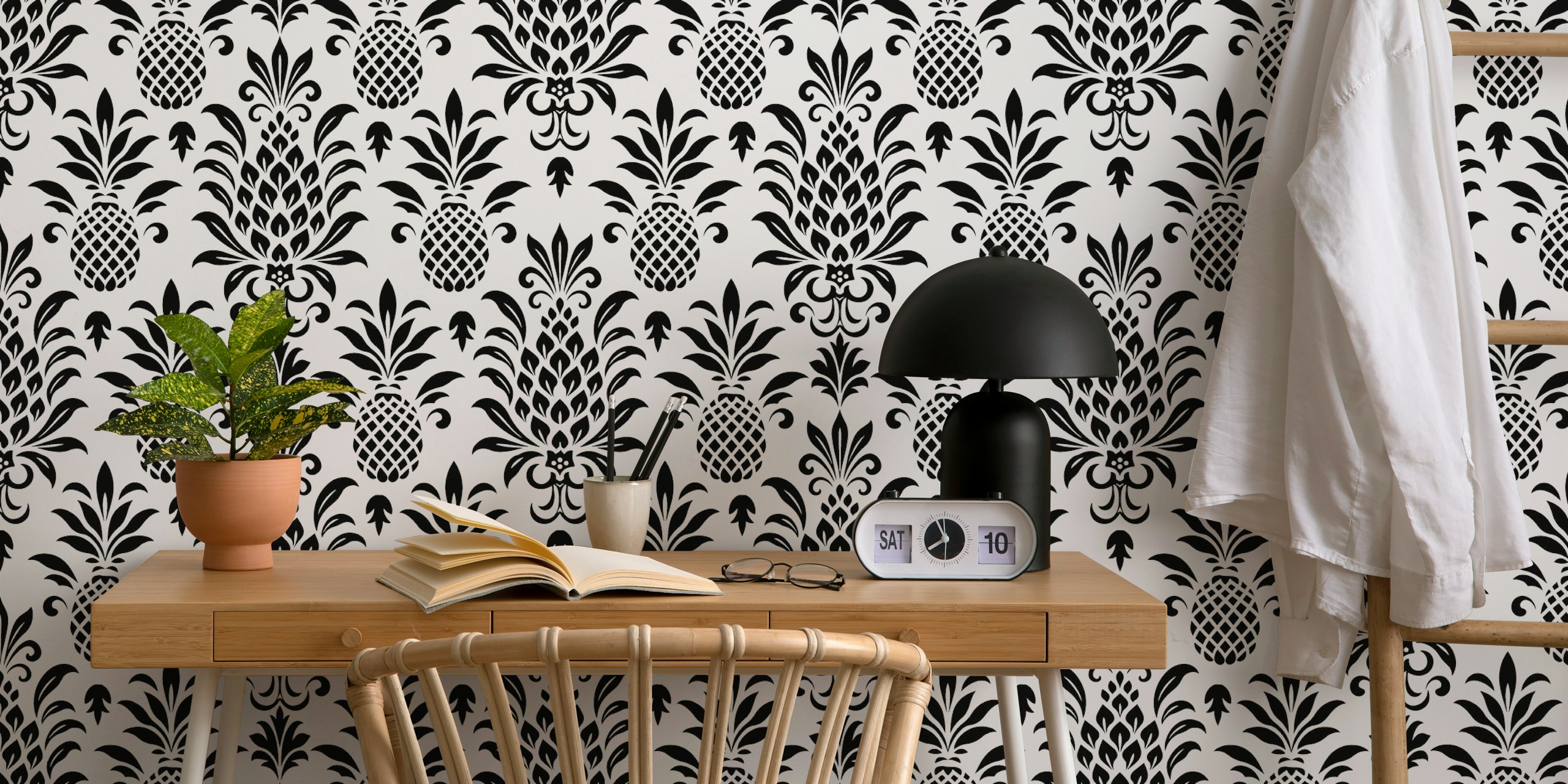 Papel de parede pineapple moderno em um quarto