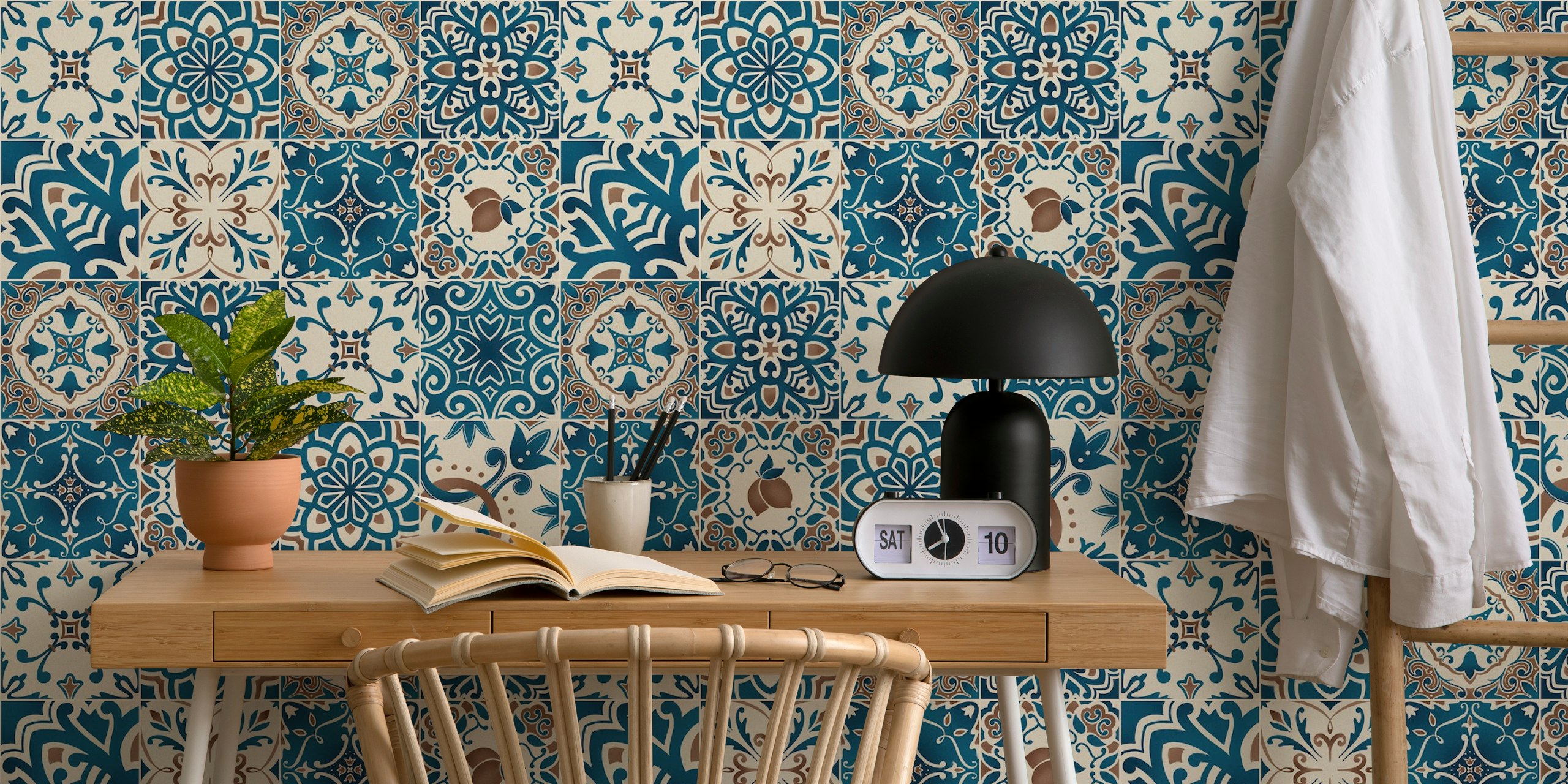 Italian tiles tapeta w ustawieniu pokoju
