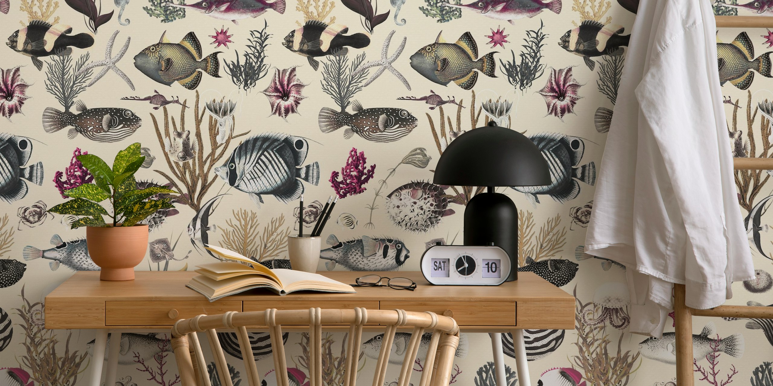 Oceania pattern wallpaper in a room