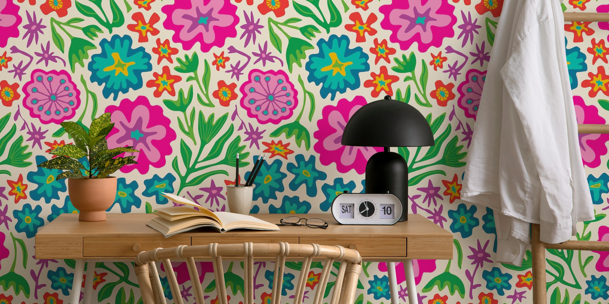 Barevný Květinový Sayulita Tropical Floral Cream Large Na Výstavě