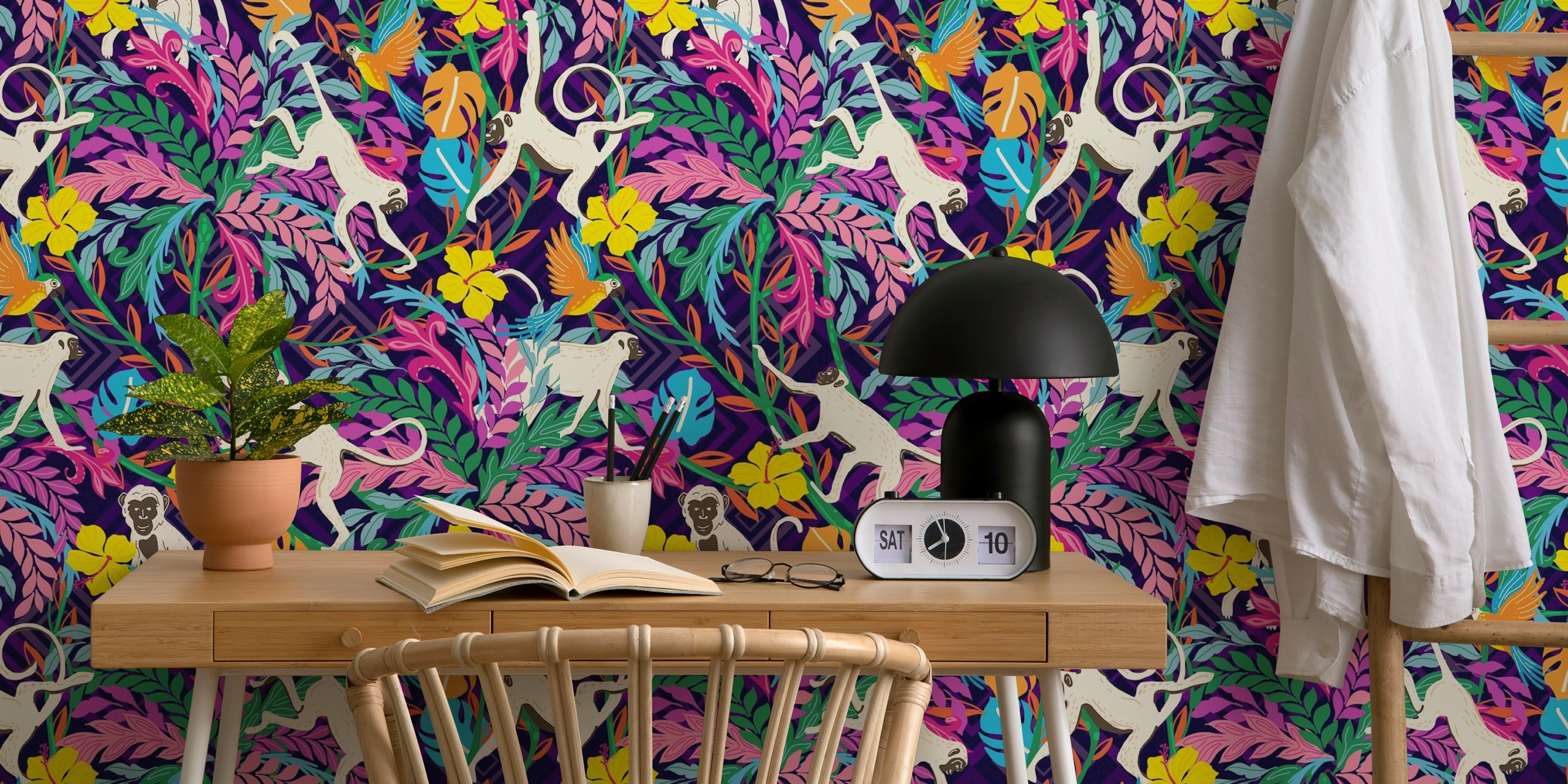 Vibrant Tropical Forest wallpaper in a room