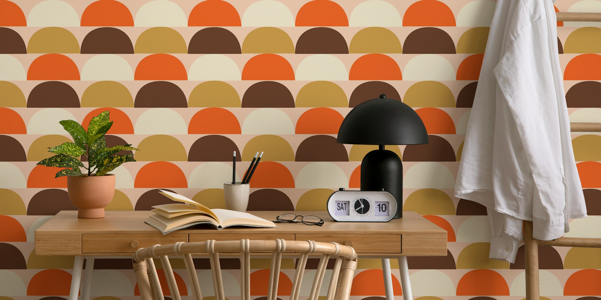 Mindfulness Mid Mod Cups Pink wallpaper in a room