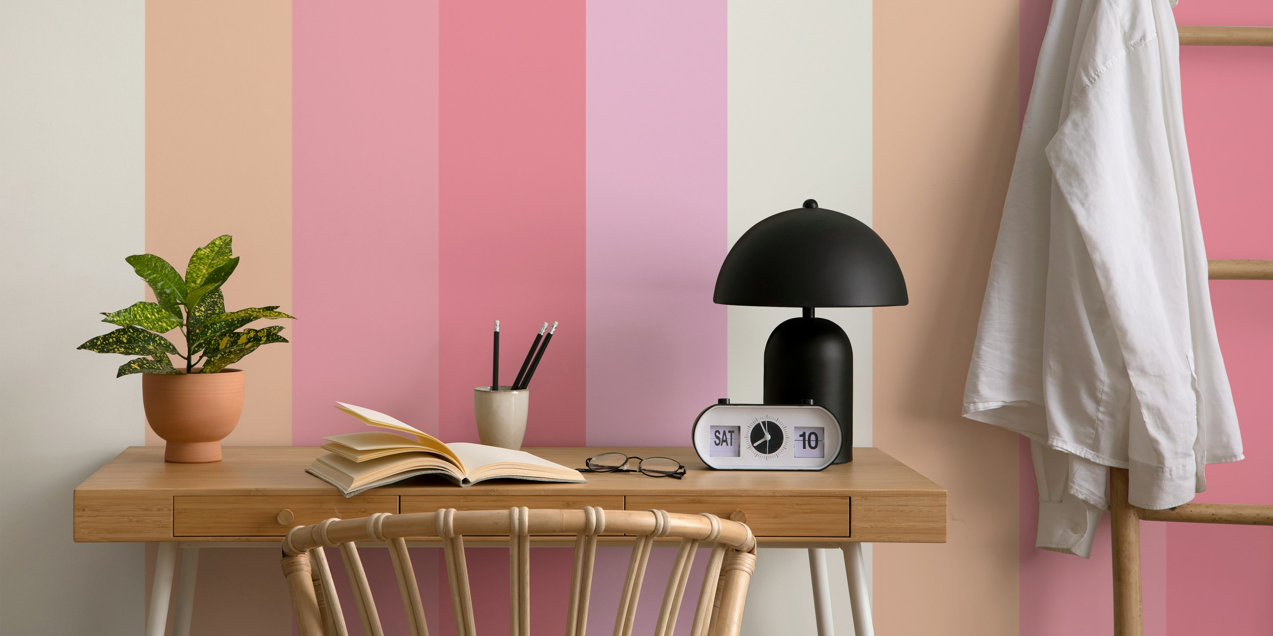 Pastel pink striped pattern wallpaper
