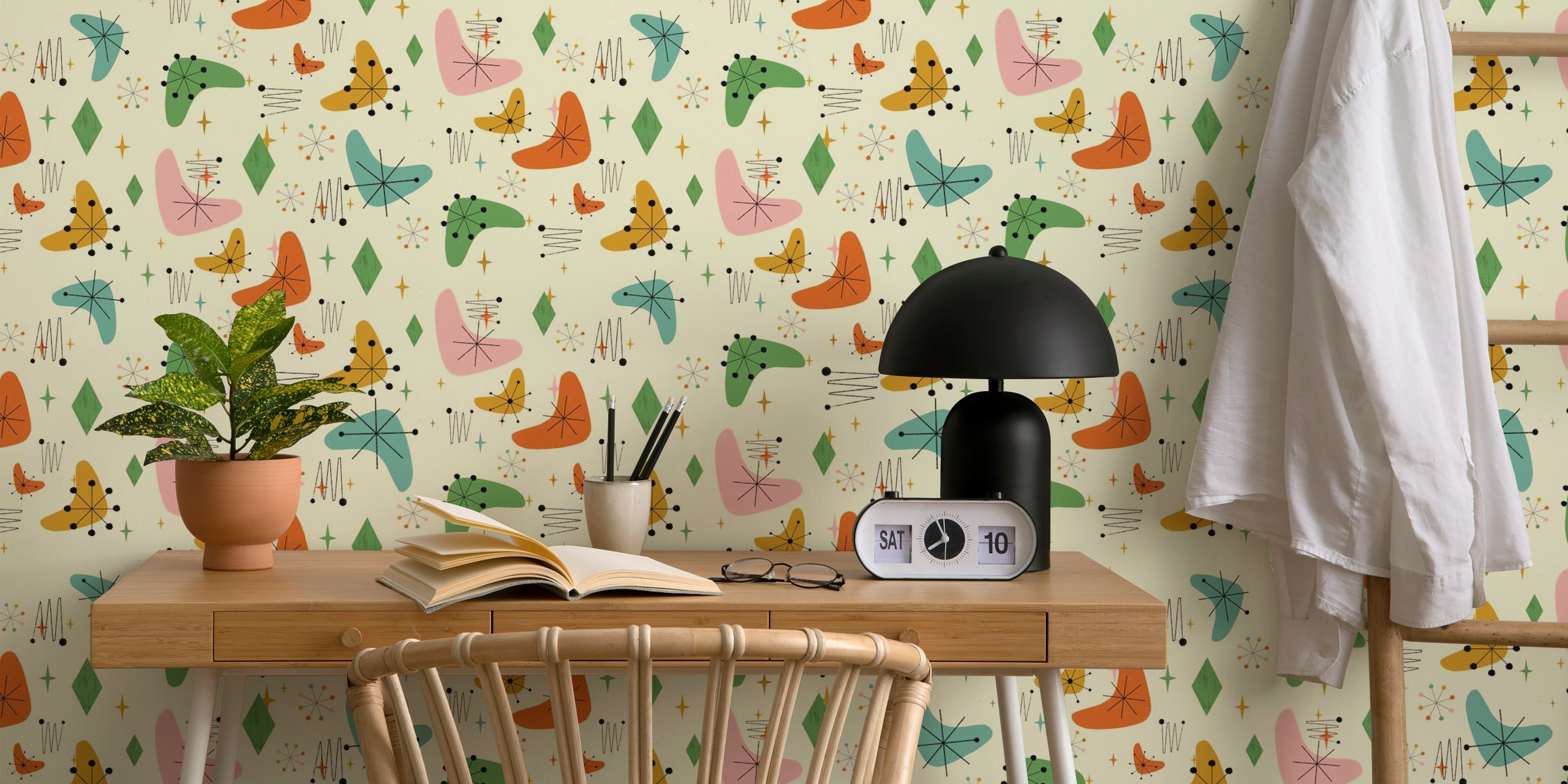 Whimsical wallpaper design in a stylish room