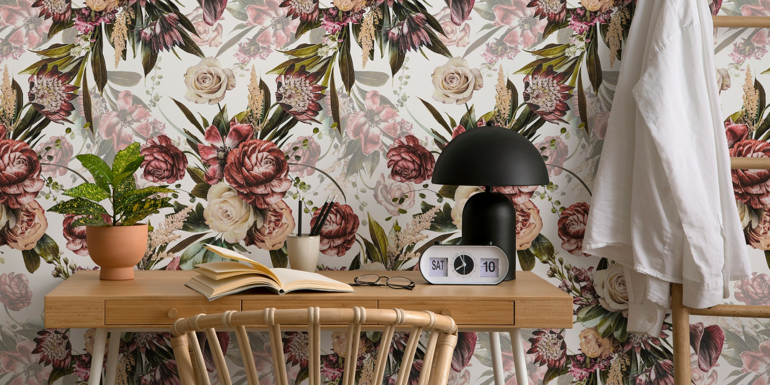 Mystic Rosewood Reverie wallpaper in a room