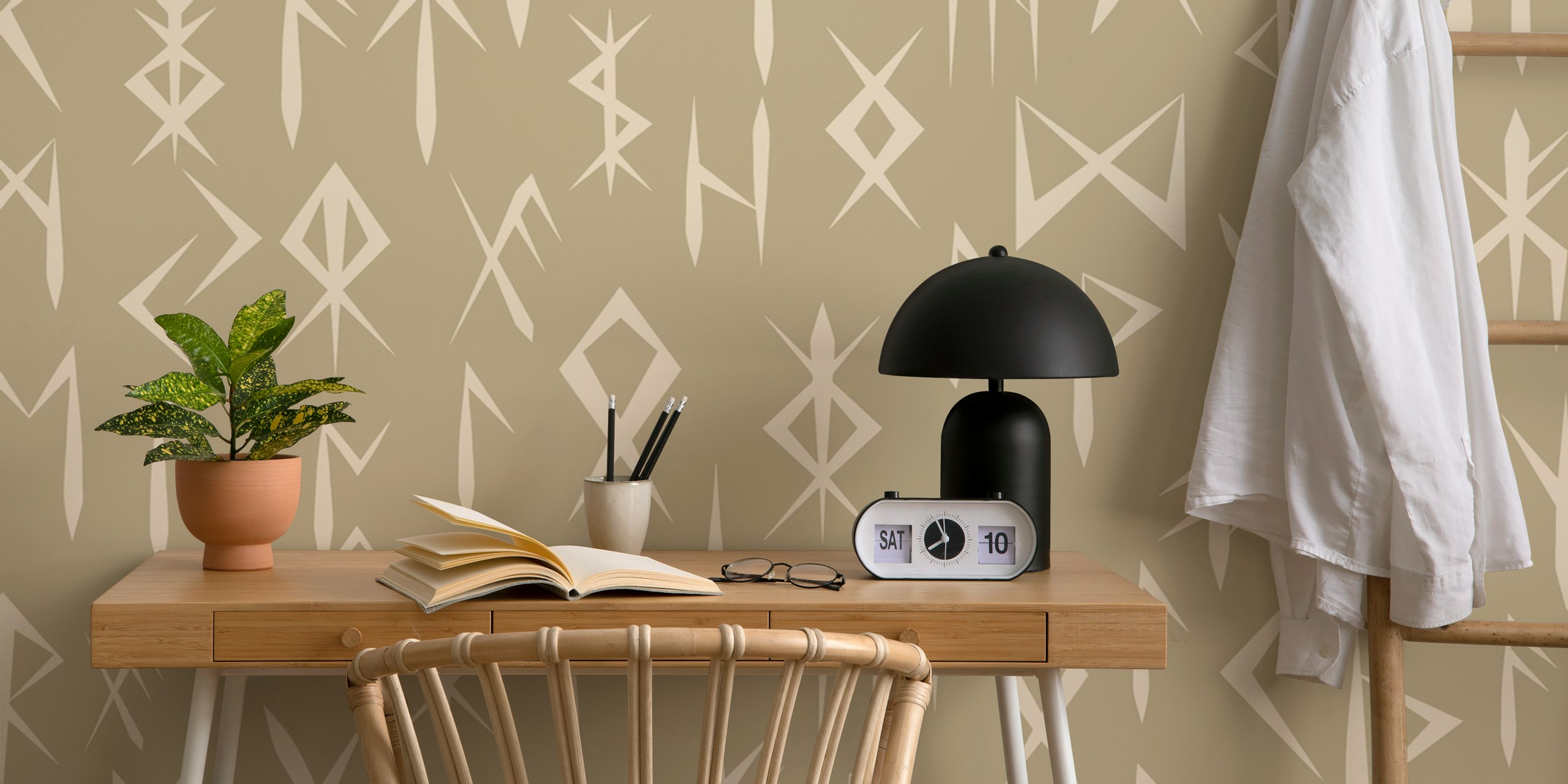 Nordic Runes Beige Wallpaper