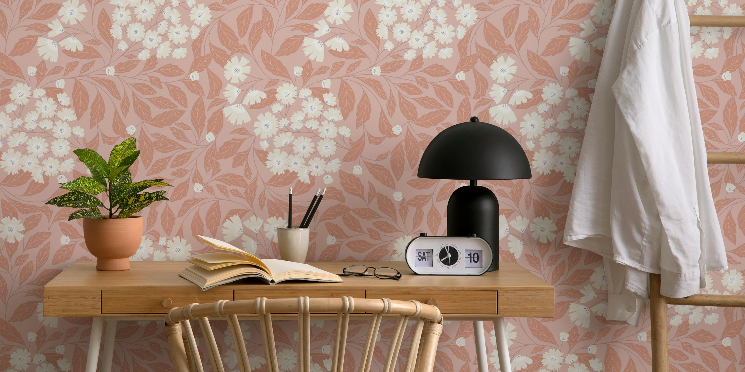 Dreamy wild blooms behang in een kamer