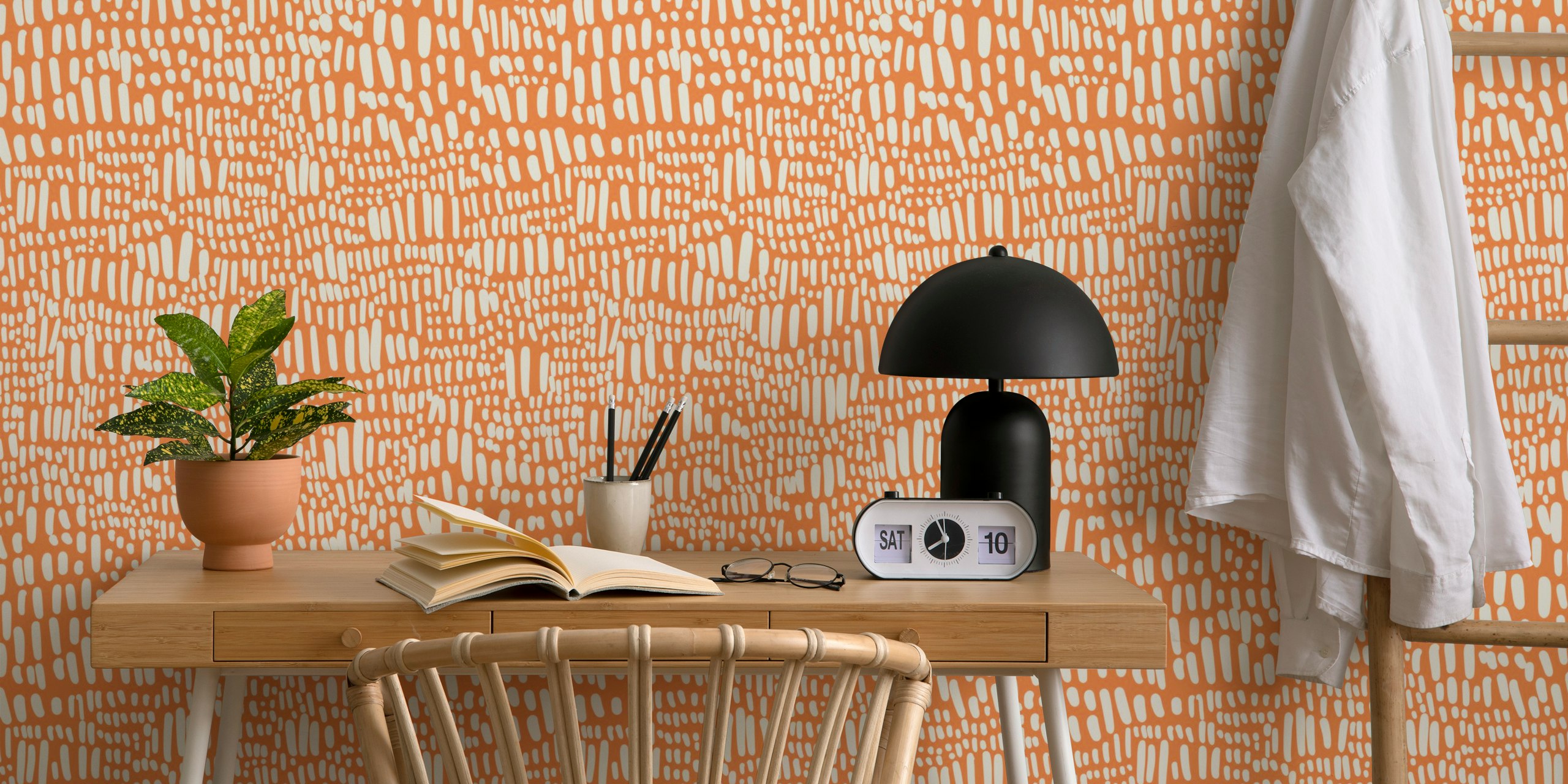 Organic lines and dashes wallpaper in a room