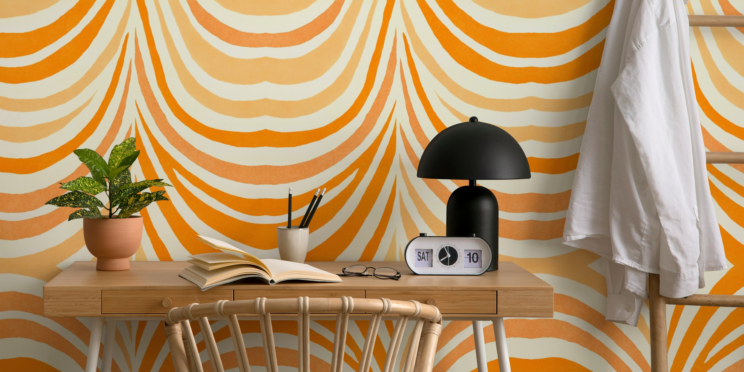 Ταπετσαρία Boho Retro Pattern Warm Tangerine
