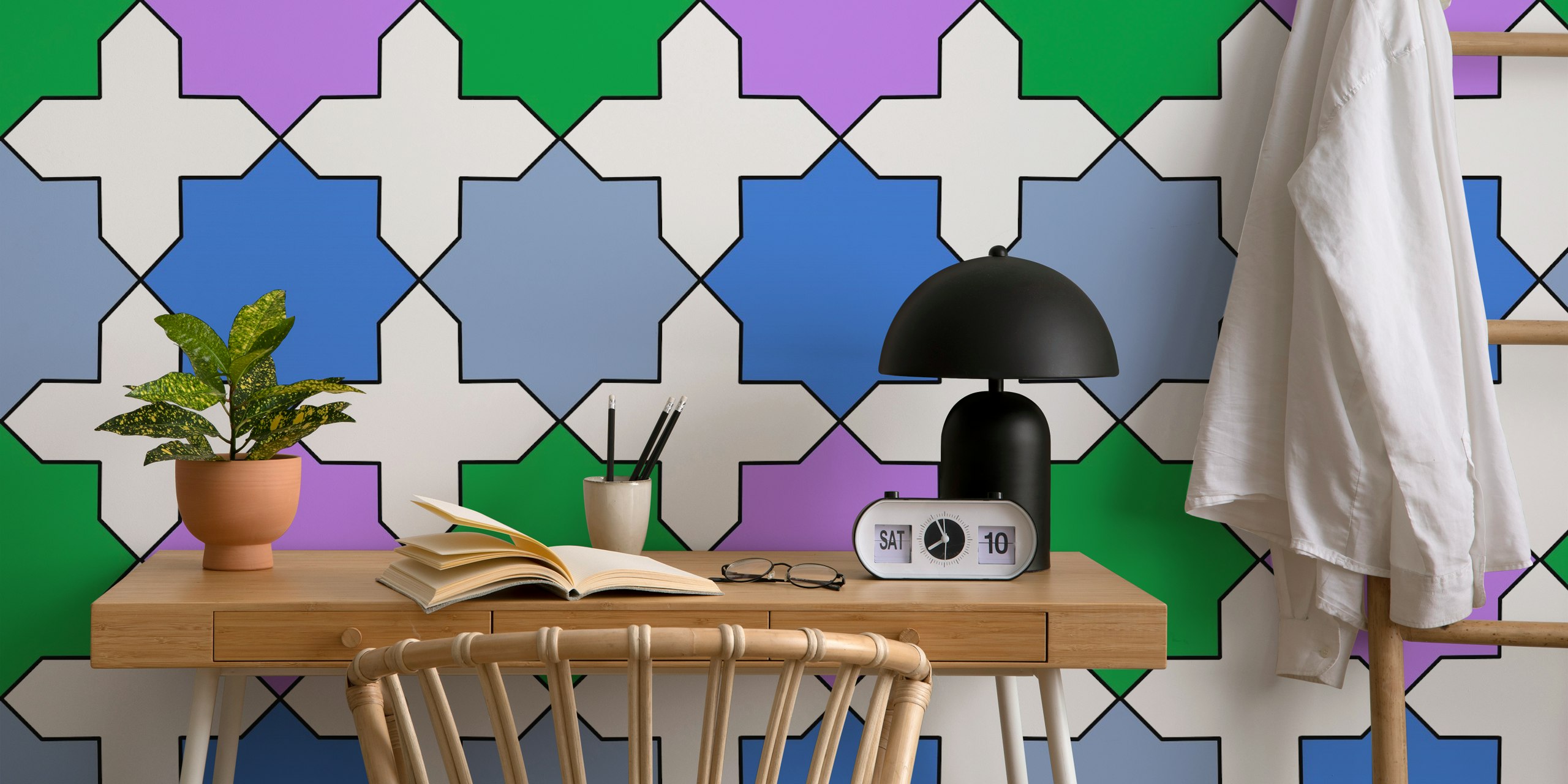 Μπλε και μωβ Arabesque art style ταπετσαρία