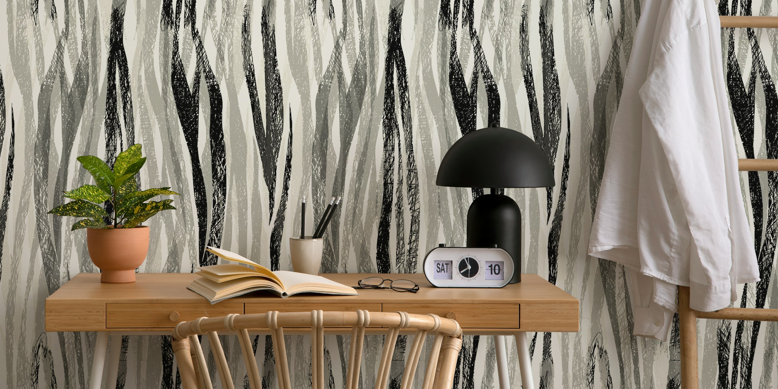 Zwart-witte Wildlife Safari animal print behang