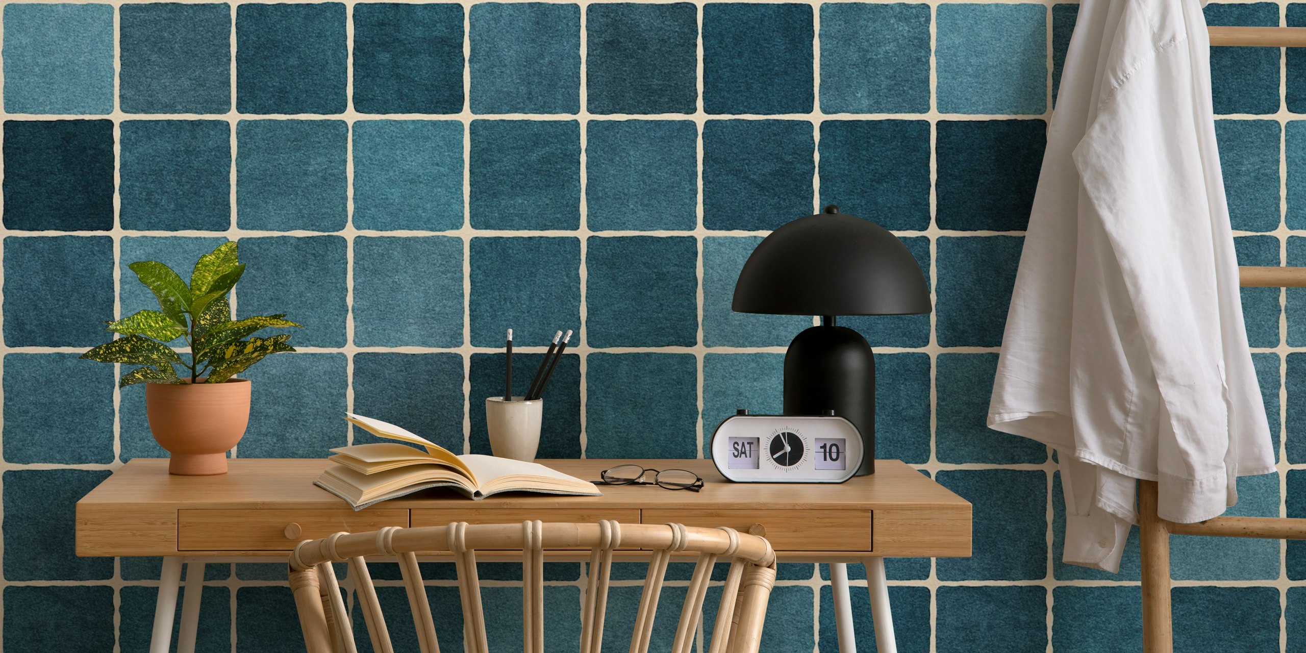 Design De Papel De Parede Mosaic Em Um Quarto
