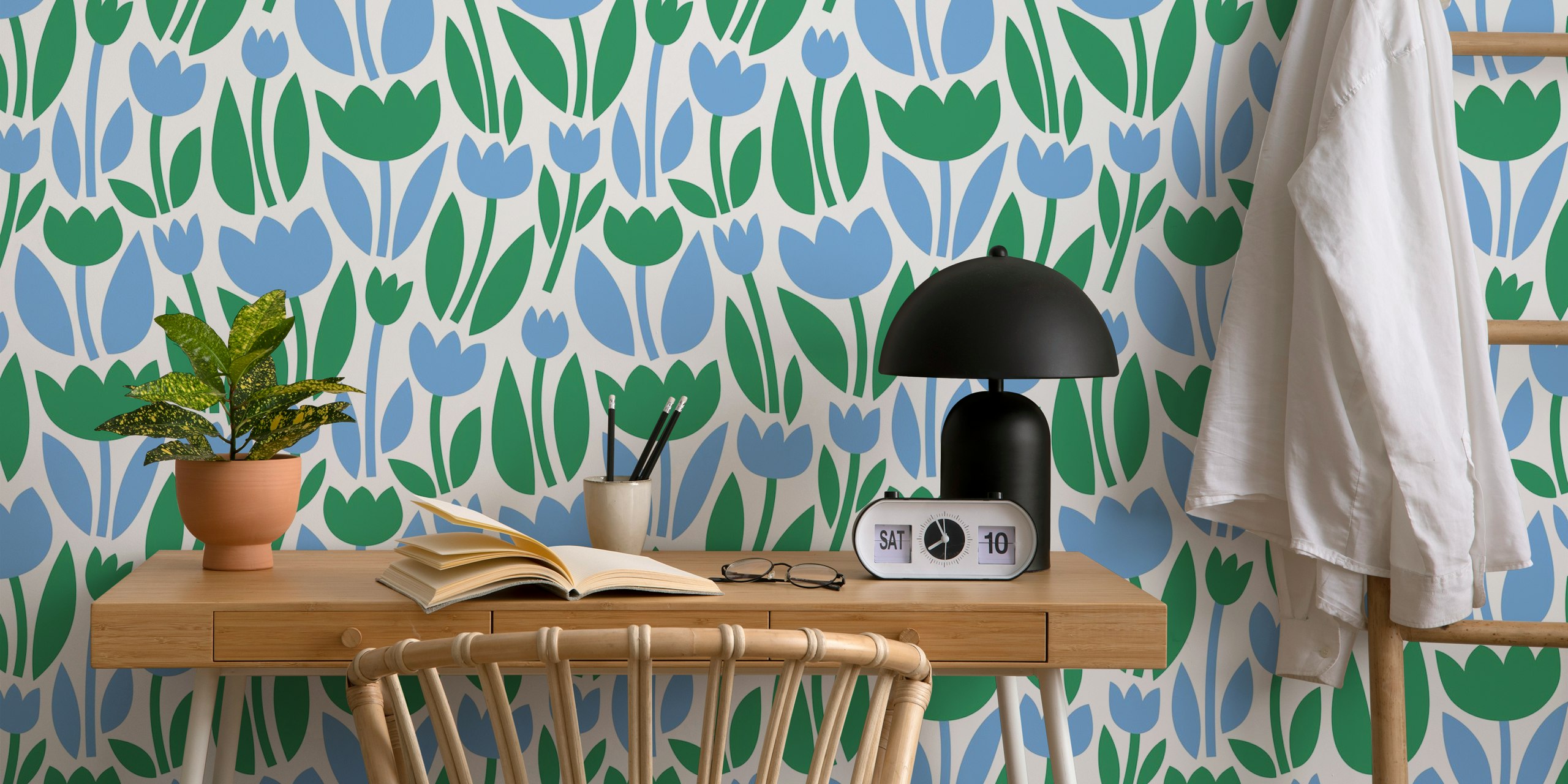 Dancing Tulips wallpaper in a room