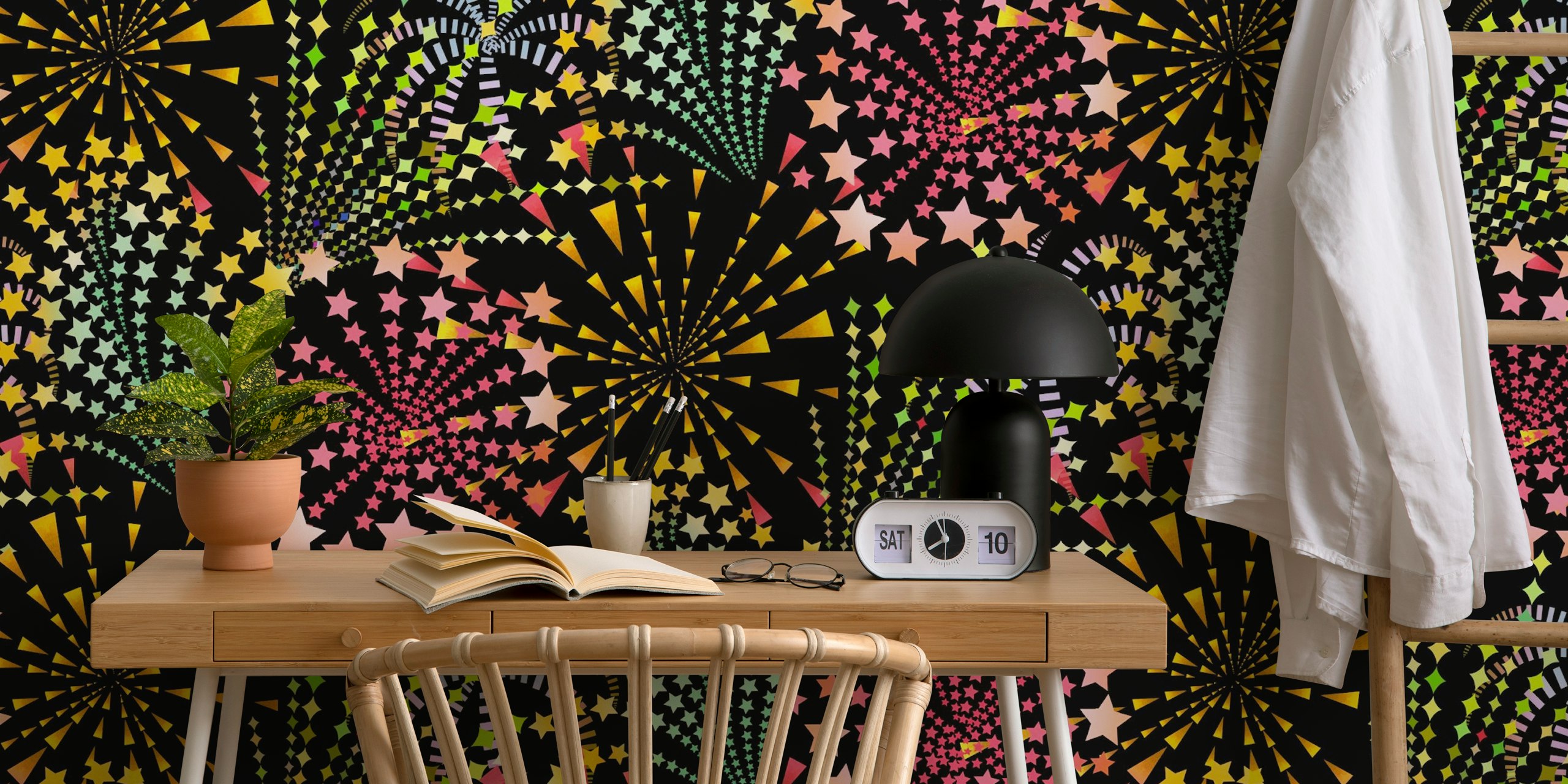 Kolorowy projekt tapety glittering fireworks