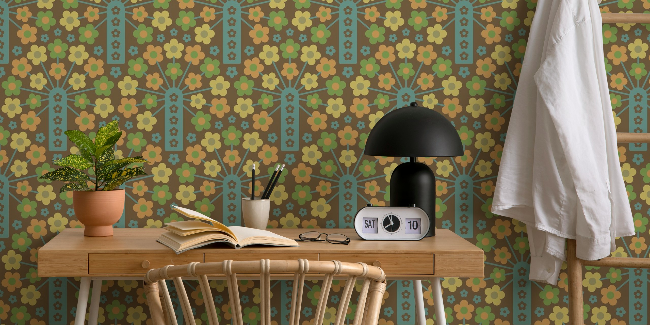 Cow Parsley Retro Floral Wallpaper In A Room