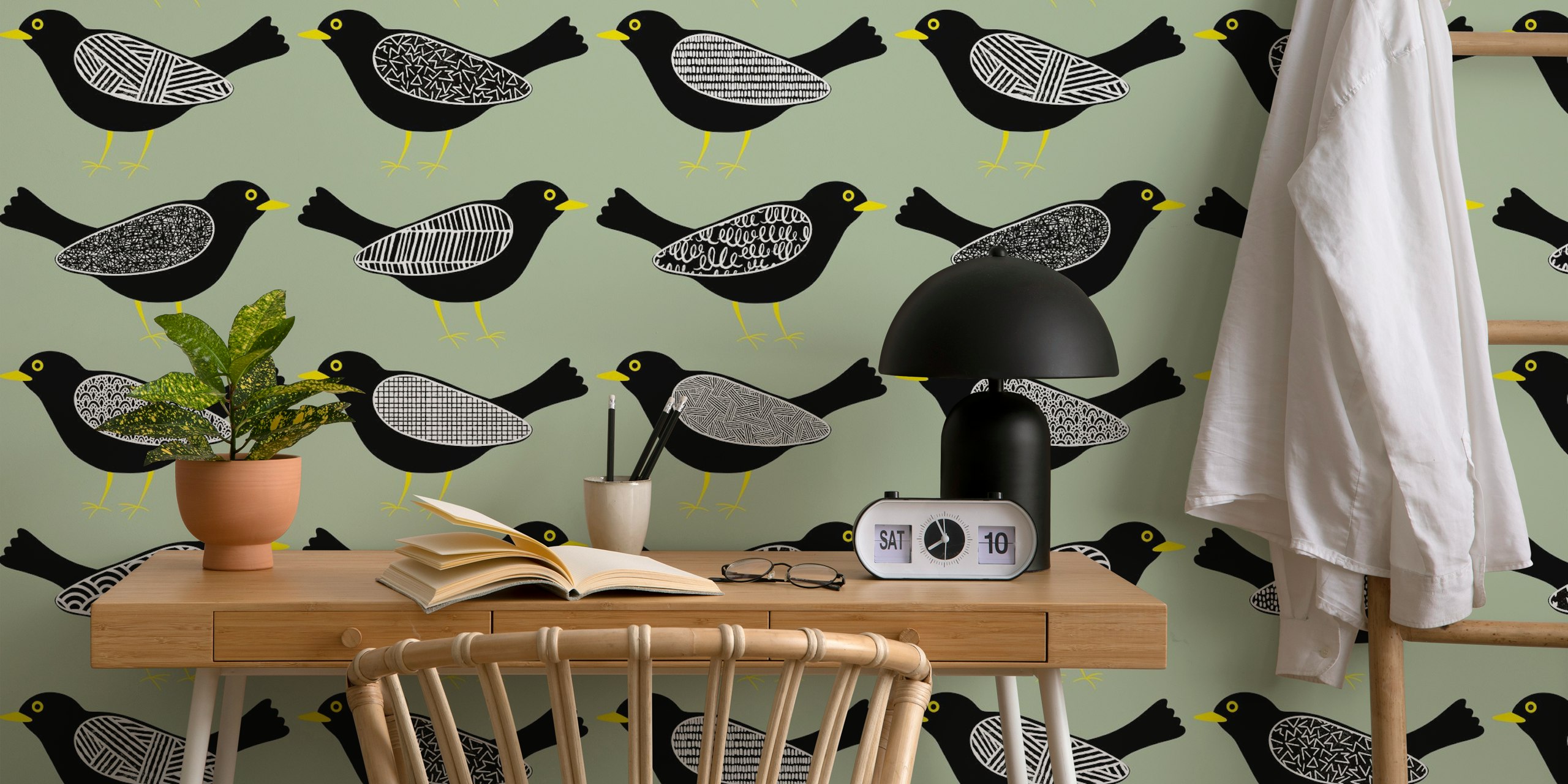 Tapeta Blackbirds pattern u sobi