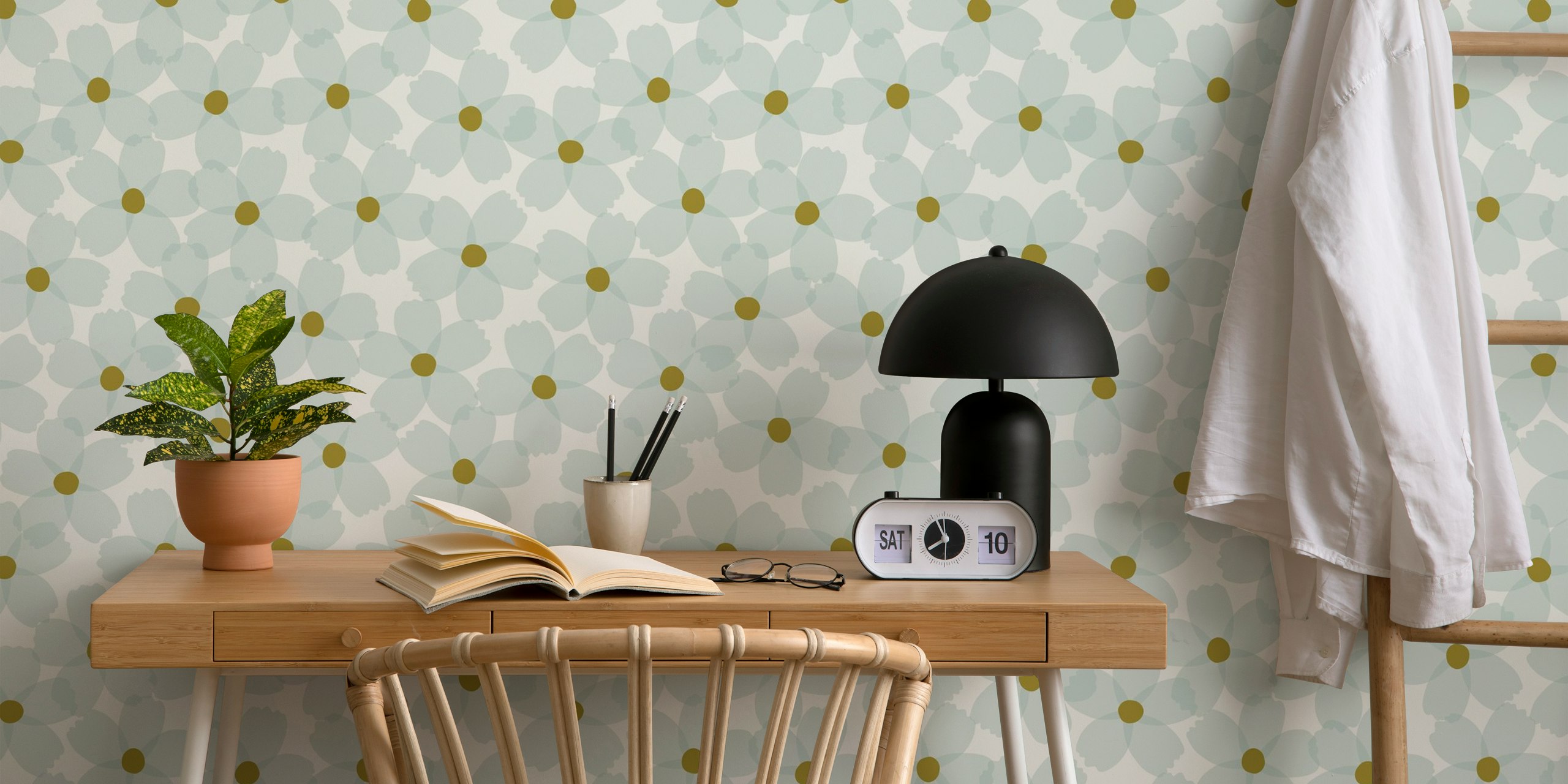 Overlaping Flowers wallpaper in a room